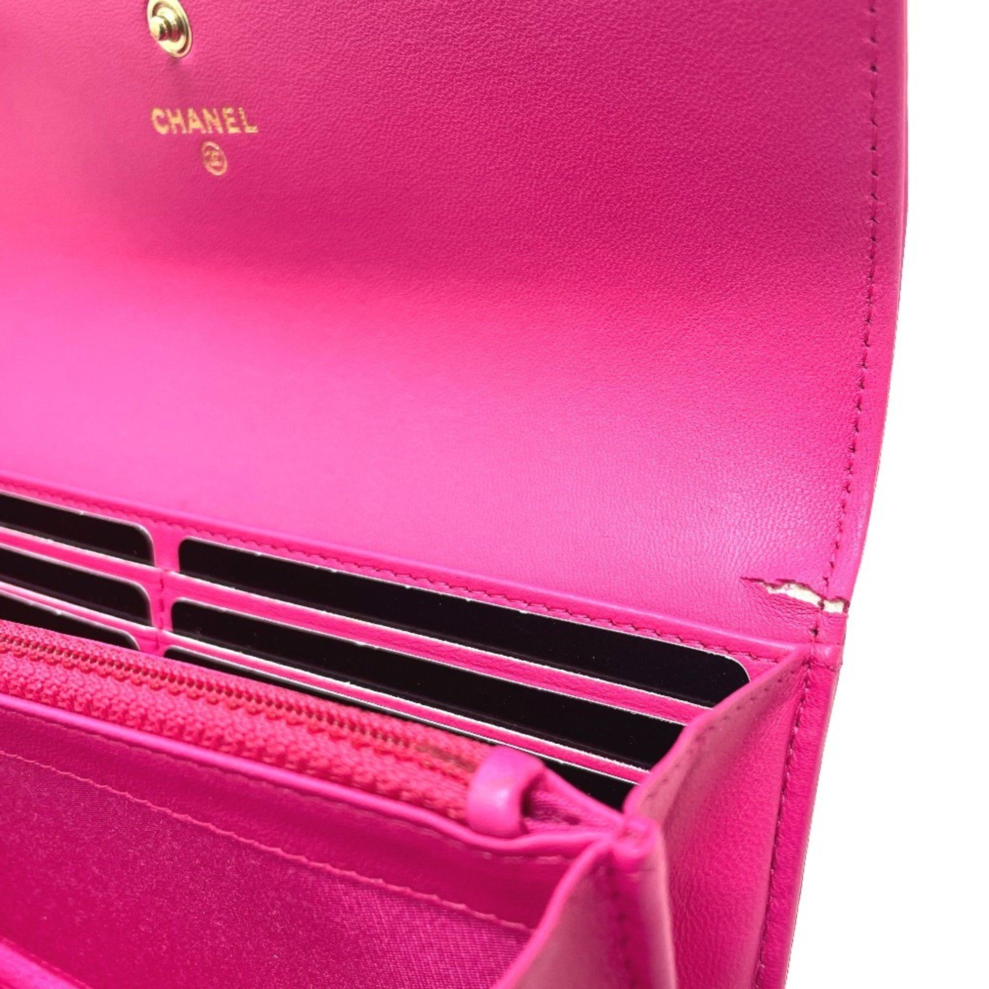 Chanel CHANEL A80286 Matelasse Boy Chanel Round Zip Long Wallet in Lambskin, Pink Size ONE SIZE - 5 Thumbnail