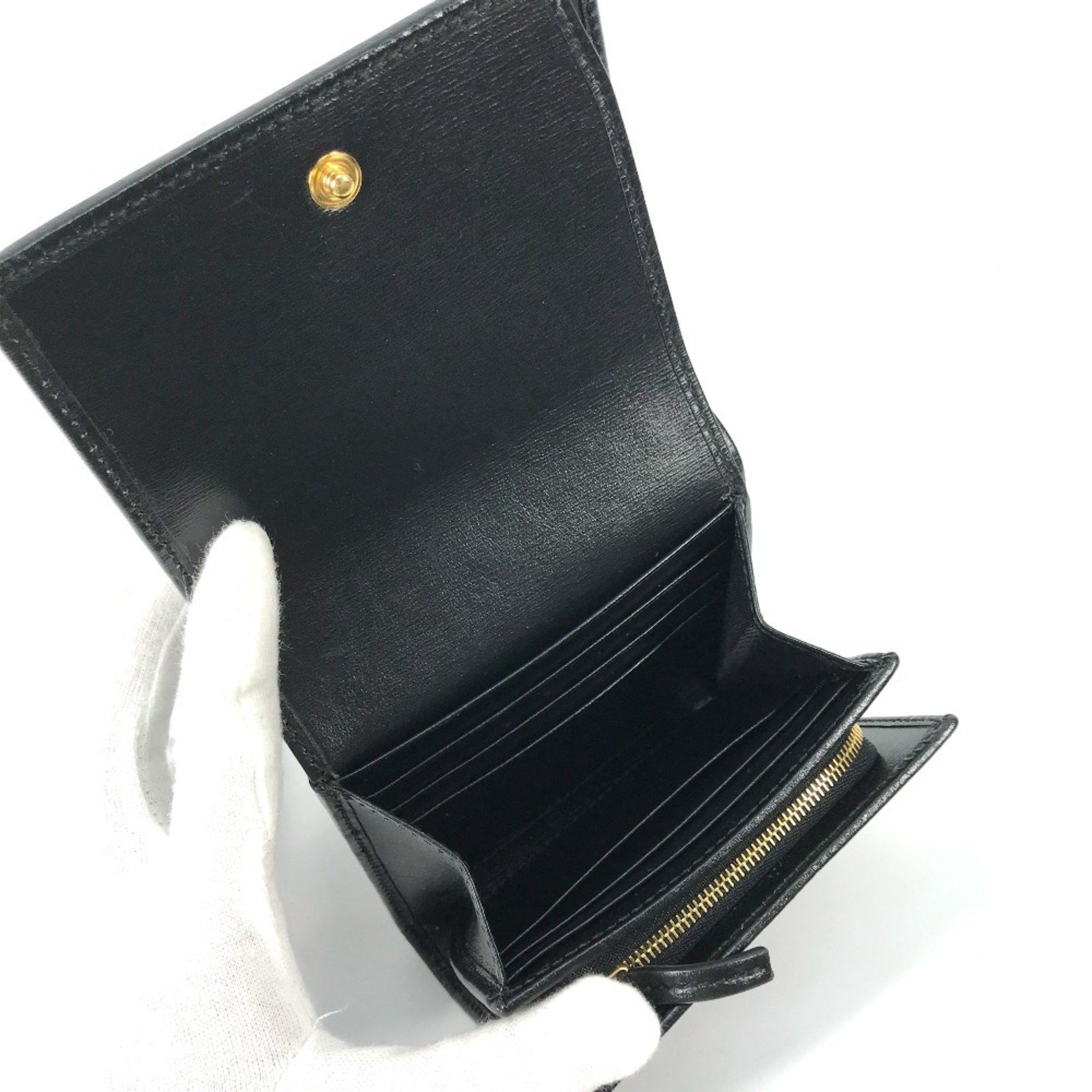 Gucci GUCCI 621891 Compact Horsebit Medium Wallet, Bifold Leather, Women's, Black Size ONE SIZE - 13 Thumbnail