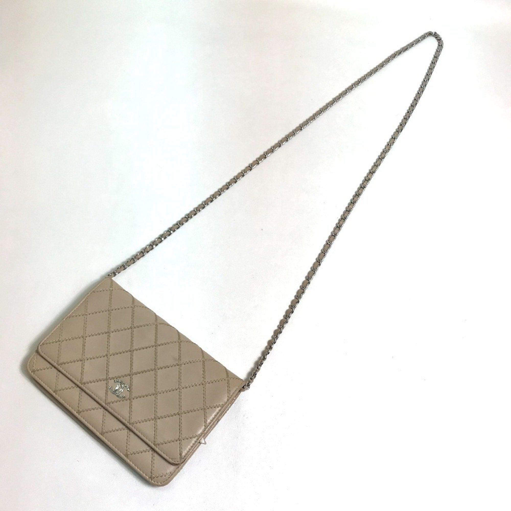 Chanel CHANEL CC Coco Mark Matelasse Design Chain Wallet Shoulder Bag Long Women's Lambskin Beige Size ONE SIZE - 3 Thumbnail