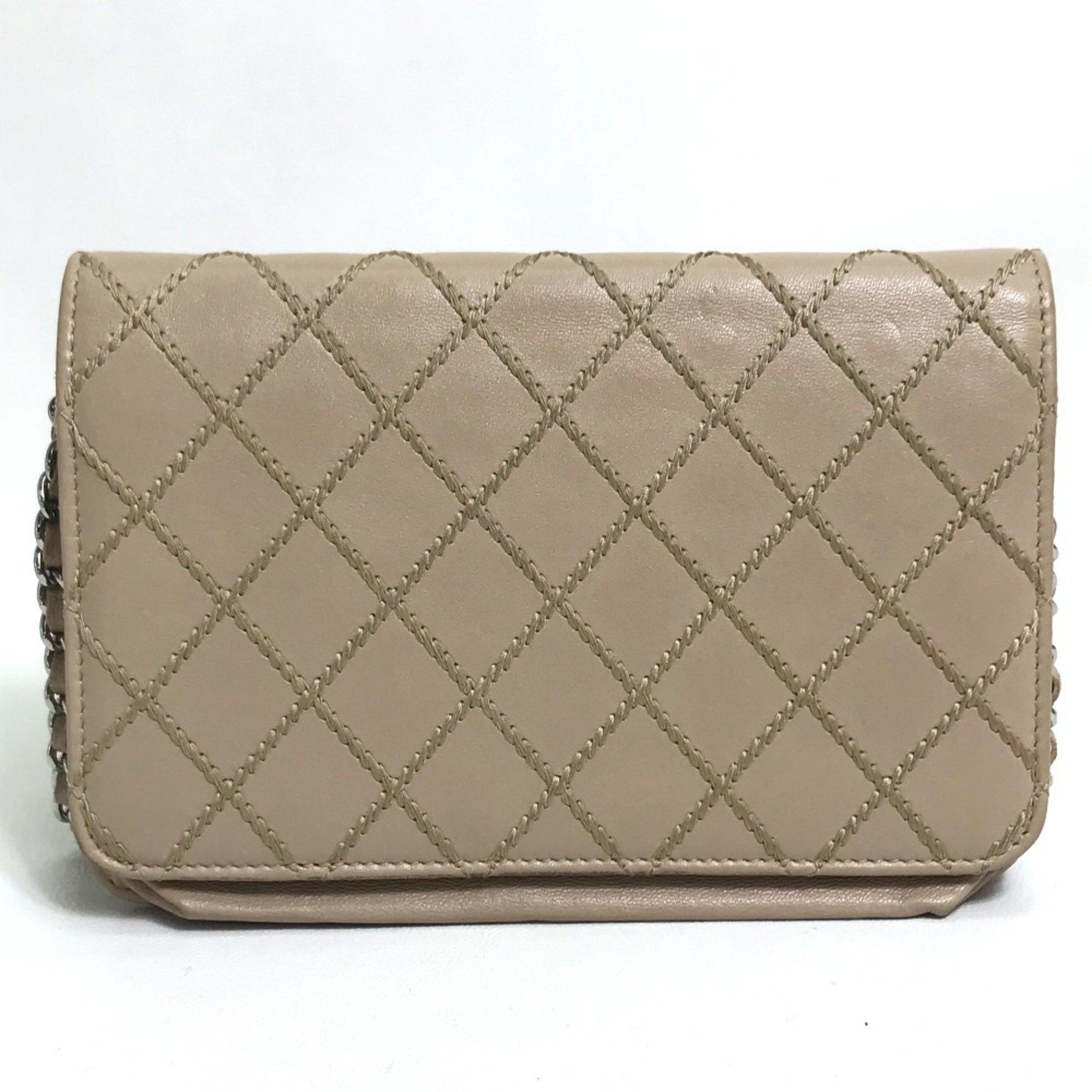 Chanel CHANEL CC Coco Mark Matelasse Design Chain Wallet Shoulder Bag Long Women's Lambskin Beige Size ONE SIZE - 2 Thumbnail