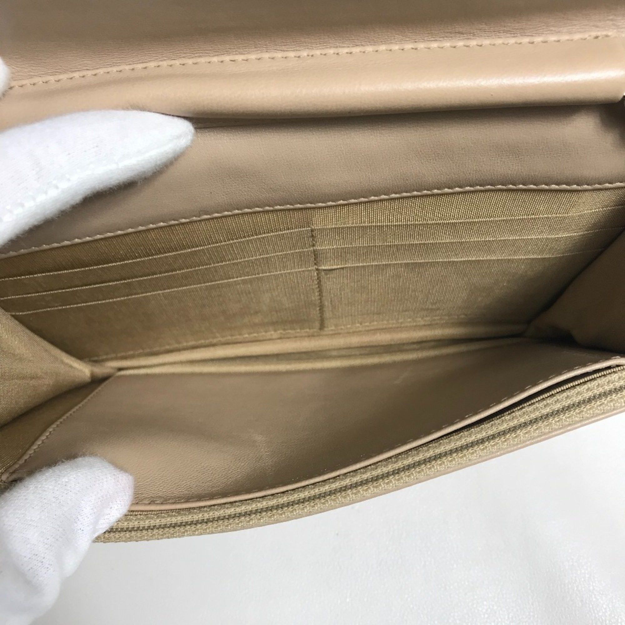 Chanel CHANEL CC Coco Mark Matelasse Design Chain Wallet Shoulder Bag Long Women's Lambskin Beige Size ONE SIZE - 11 Thumbnail