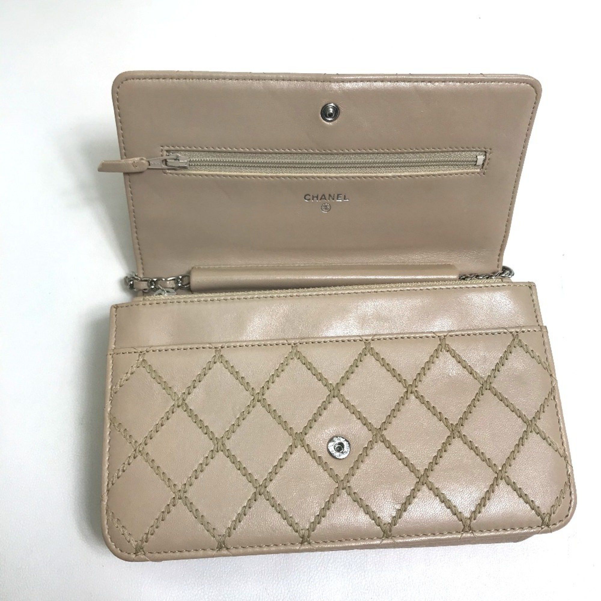 Chanel CHANEL CC Coco Mark Matelasse Design Chain Wallet Shoulder Bag Long Women's Lambskin Beige Size ONE SIZE - 10 Thumbnail