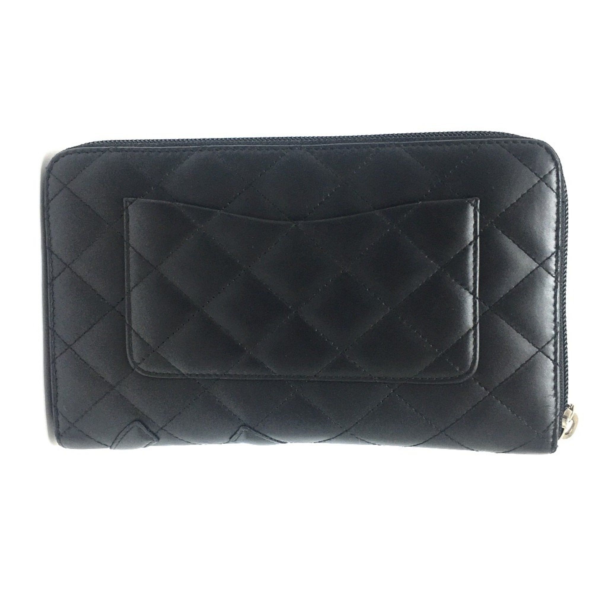 Chanel CHANEL Cambon Line Organizer Round Zipper Long Wallet, Calf Leather, Women's, Black/Pink, A26710 Size ONE SIZE - 2 Thumbnail