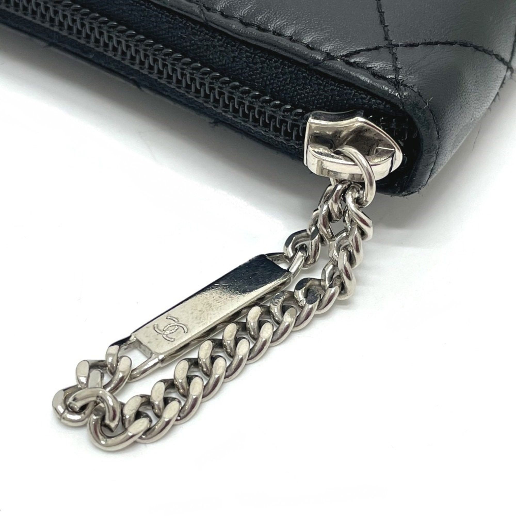 Chanel CHANEL Cambon Line Organizer Round Zipper Long Wallet, Calf Leather, Women's, Black/Pink, A26710 Size ONE SIZE - 6 Thumbnail