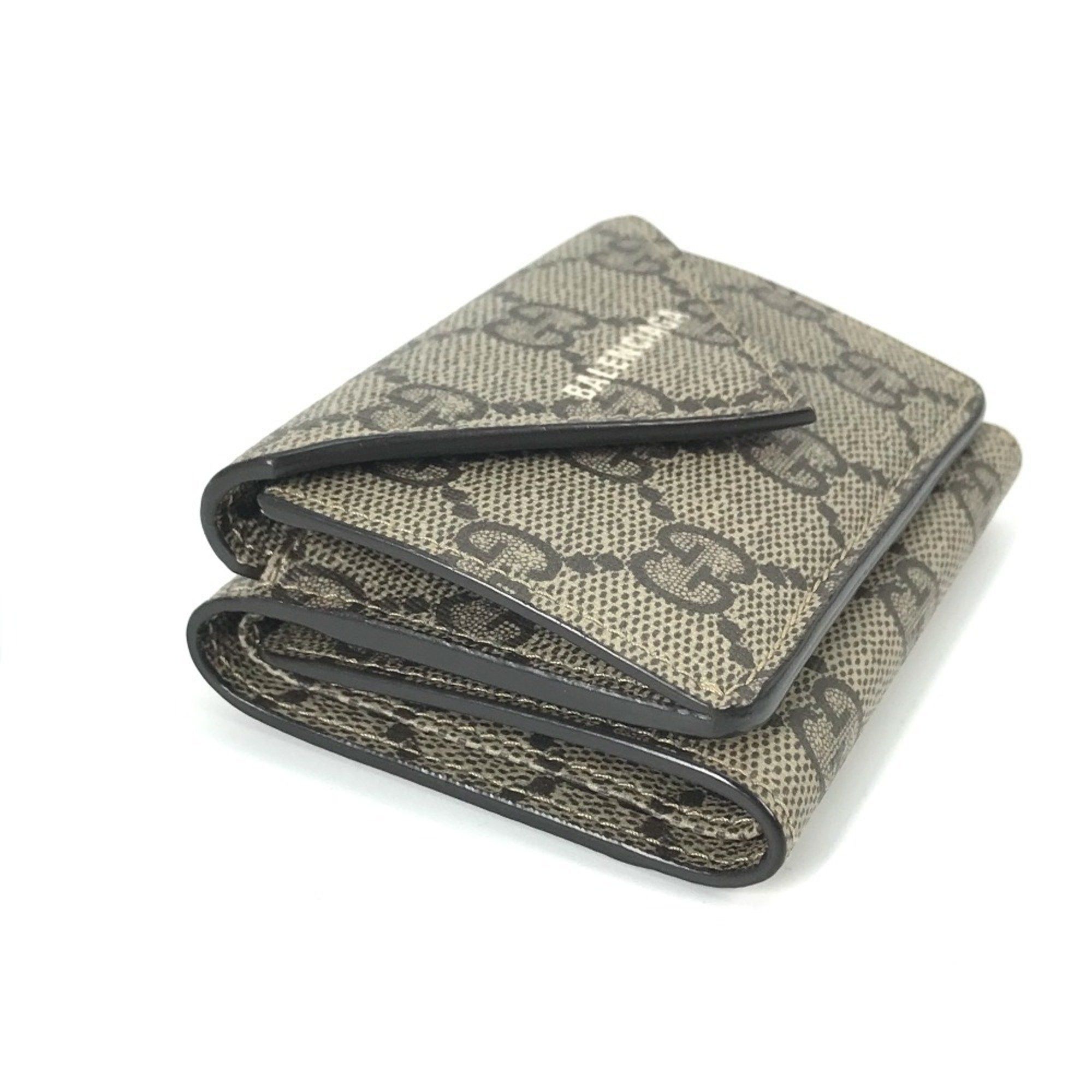 Gucci GUCCI 681704 BALENCIAGA Paper Mini The Hacker Project Tri-fold Wallet in GG Supreme Canvas, Unisex, Beige Size ONE SIZE - 5 Thumbnail