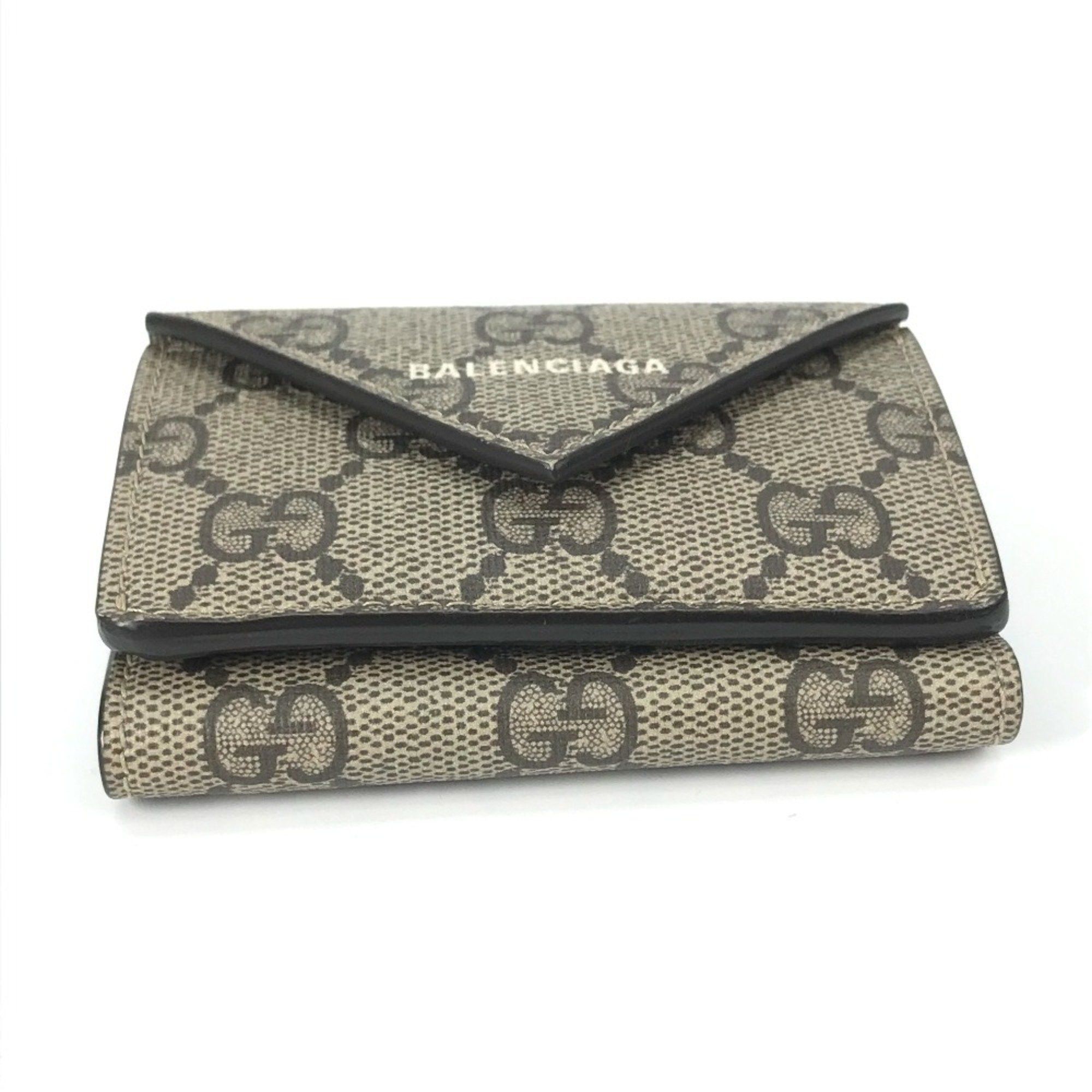 Gucci GUCCI 681704 BALENCIAGA Paper Mini The Hacker Project Tri-fold Wallet in GG Supreme Canvas, Unisex, Beige Size ONE SIZE - 3 Thumbnail