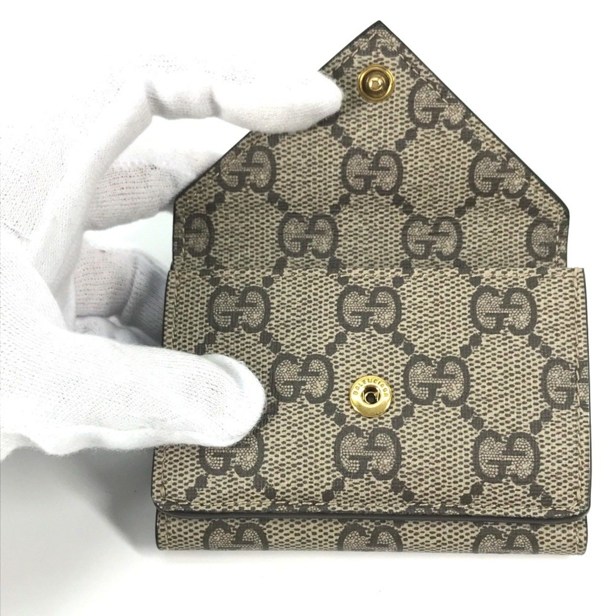 Gucci GUCCI 681704 BALENCIAGA Paper Mini The Hacker Project Tri-fold Wallet in GG Supreme Canvas, Unisex, Beige Size ONE SIZE - 12 Thumbnail