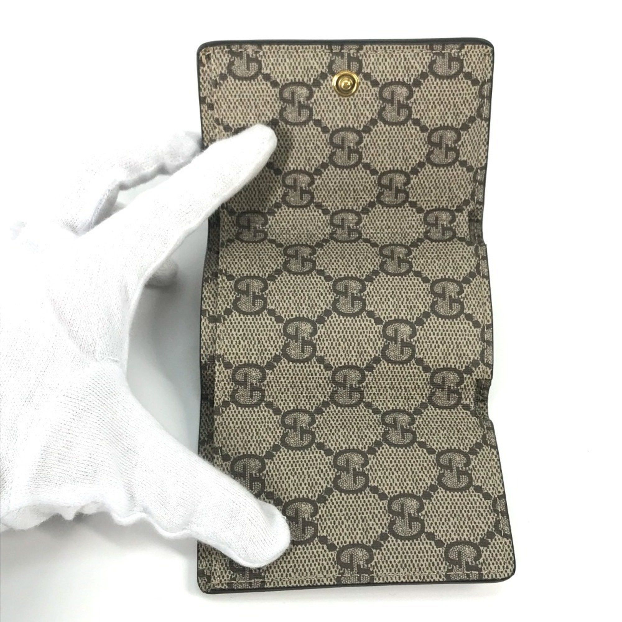 Gucci GUCCI 681704 BALENCIAGA Paper Mini The Hacker Project Tri-fold Wallet in GG Supreme Canvas, Unisex, Beige Size ONE SIZE - 14 Thumbnail