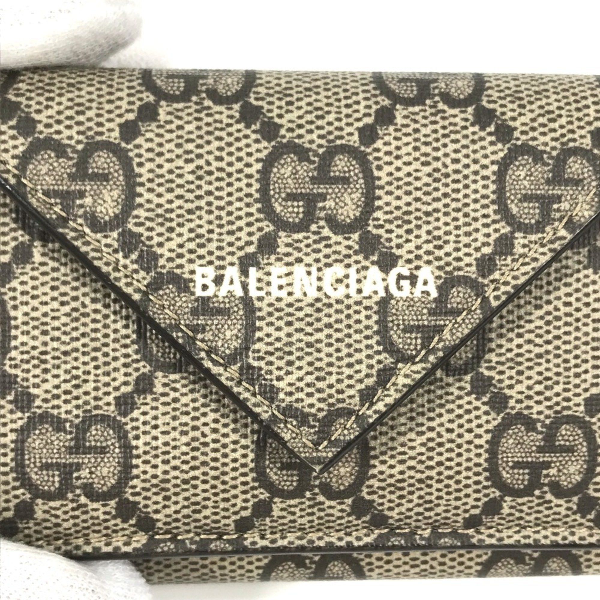 Gucci GUCCI 681704 BALENCIAGA Paper Mini The Hacker Project Tri-fold Wallet in GG Supreme Canvas, Unisex, Beige Size ONE SIZE - 11 Thumbnail