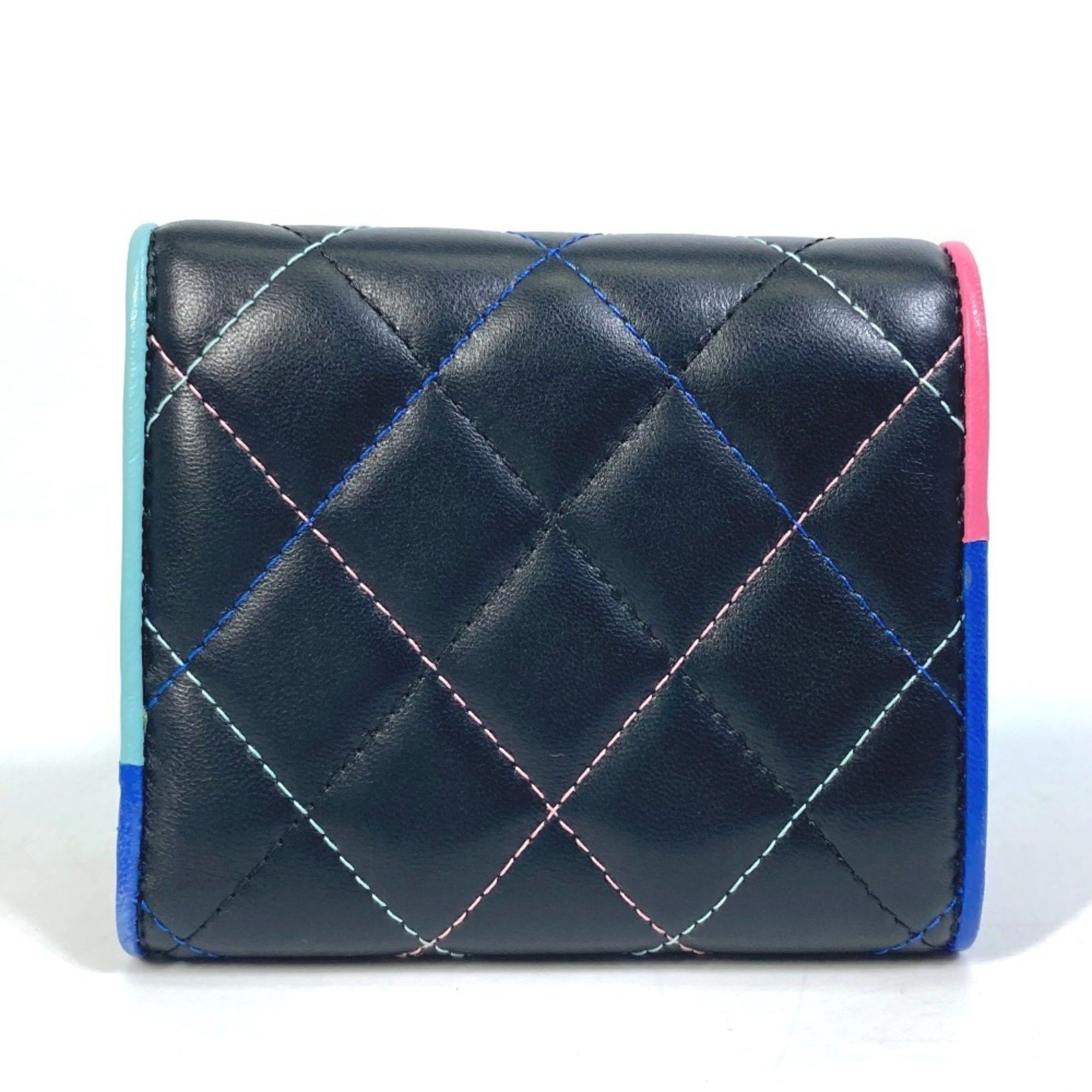 Chanel CHANEL CC Coco Mark Small Flap Compact Wallet, Tri-fold Lambskin, Women's, Black Size ONE SIZE - 3 Thumbnail