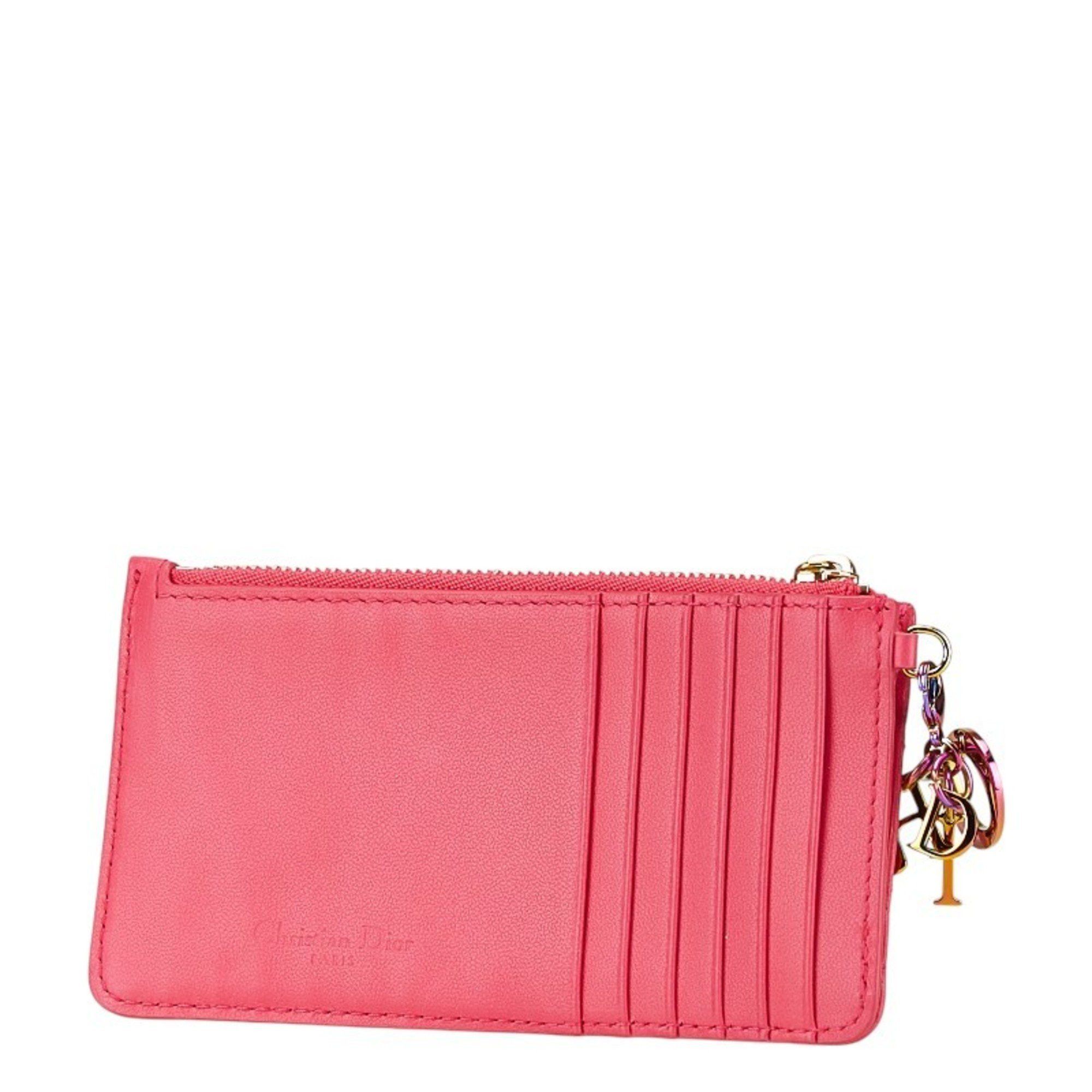 Dior Christian Dior Dior Cannage Card Case, Pink Leather, Women's, Size ONE SIZE - 2 Thumbnail