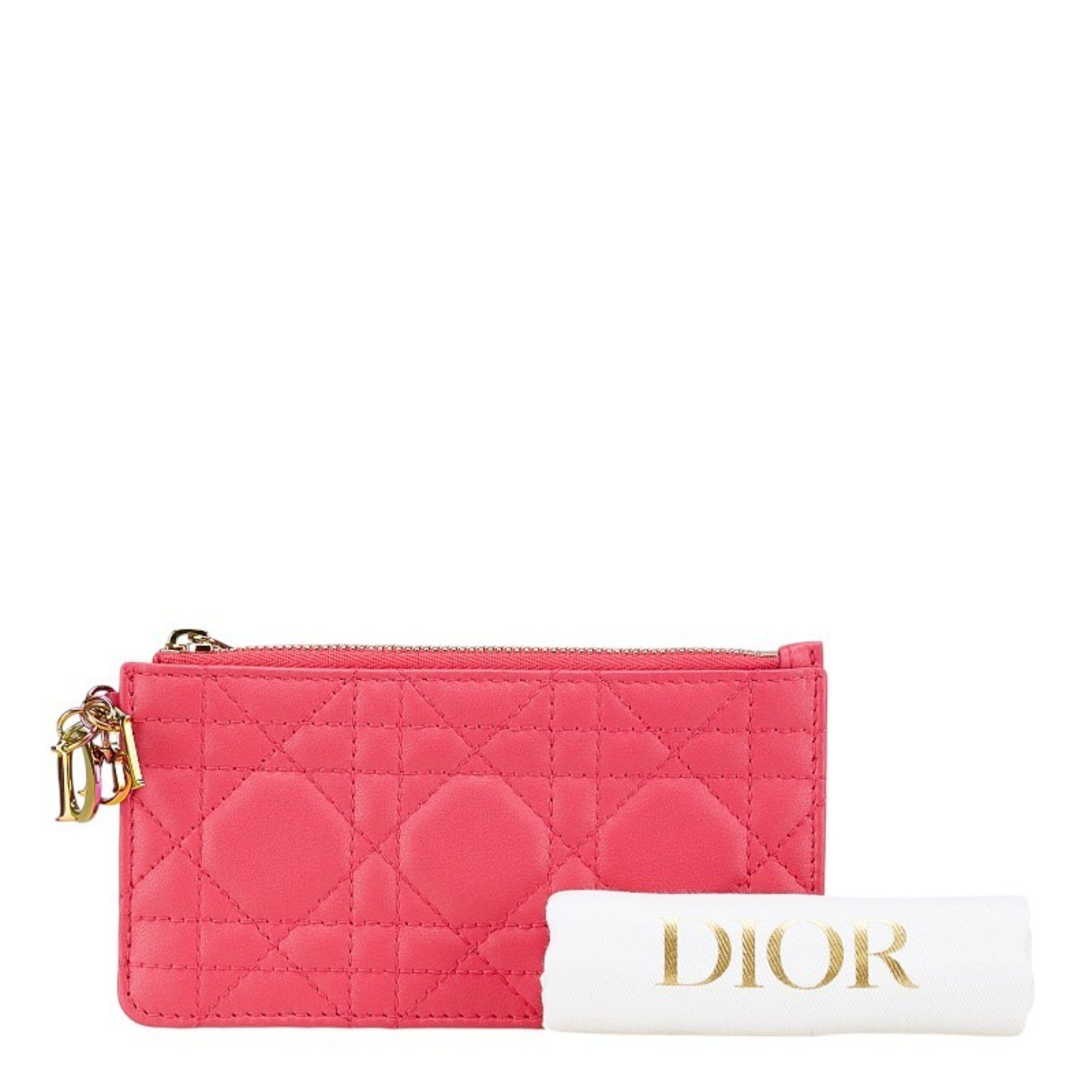 Dior Christian Dior Dior Cannage Card Case, Pink Leather, Women's, Size ONE SIZE - 10 Thumbnail