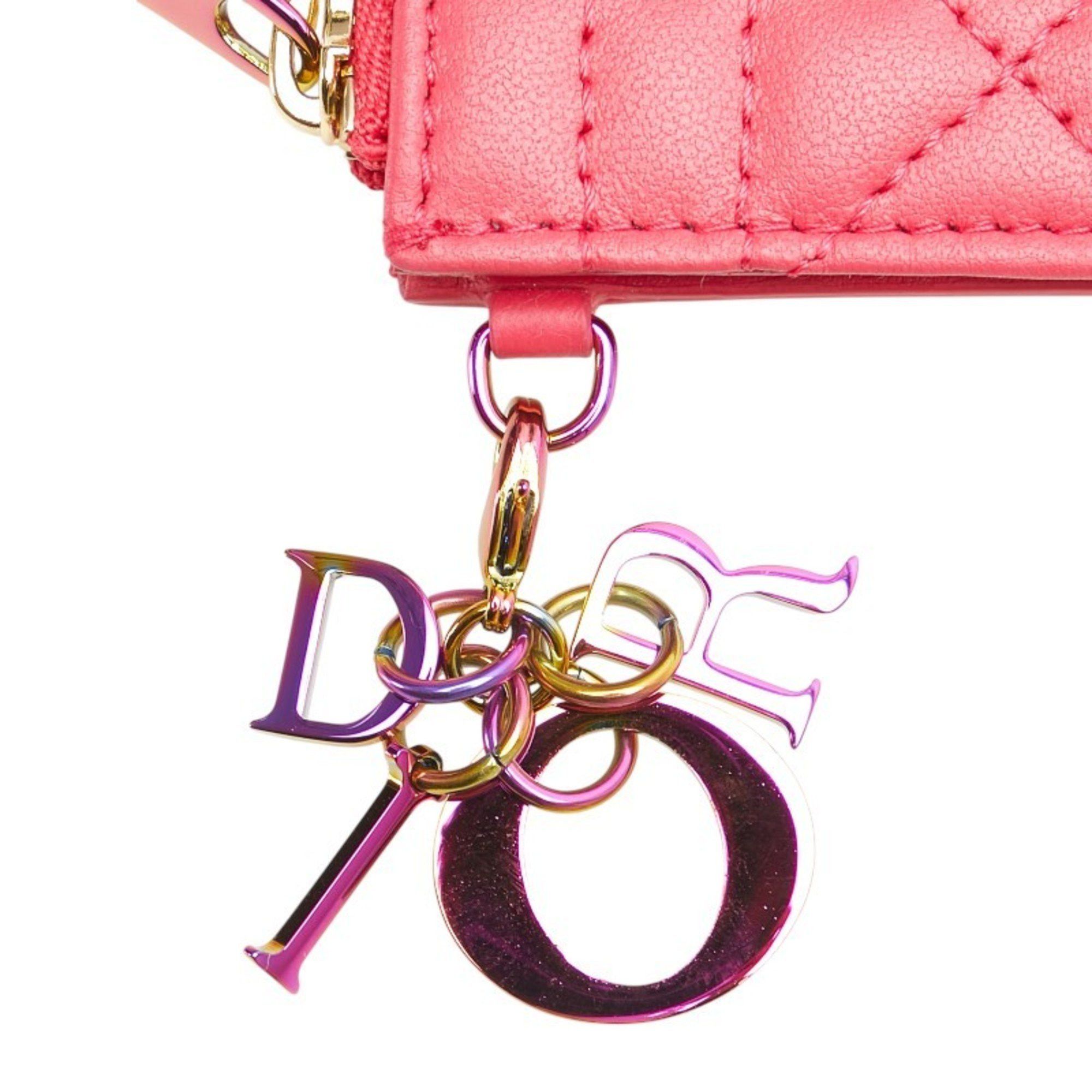 Dior Christian Dior Dior Cannage Card Case, Pink Leather, Women's, Size ONE SIZE - 4 Thumbnail