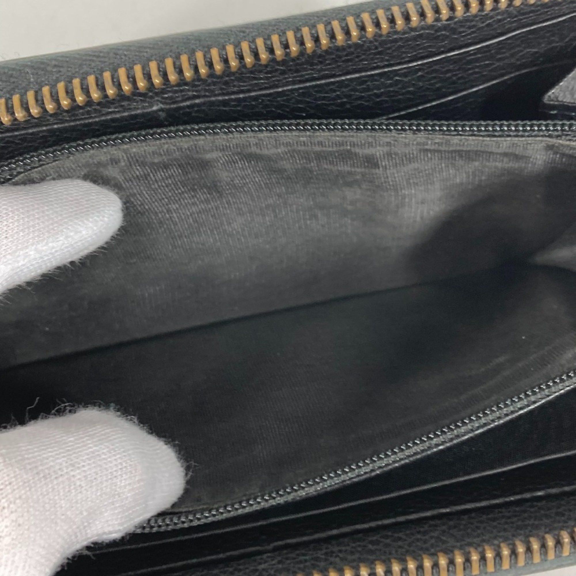 Gucci GUCCI 496317 Logo Round Zip Long Wallet Leather Men's Black Size ONE SIZE - 9 Thumbnail