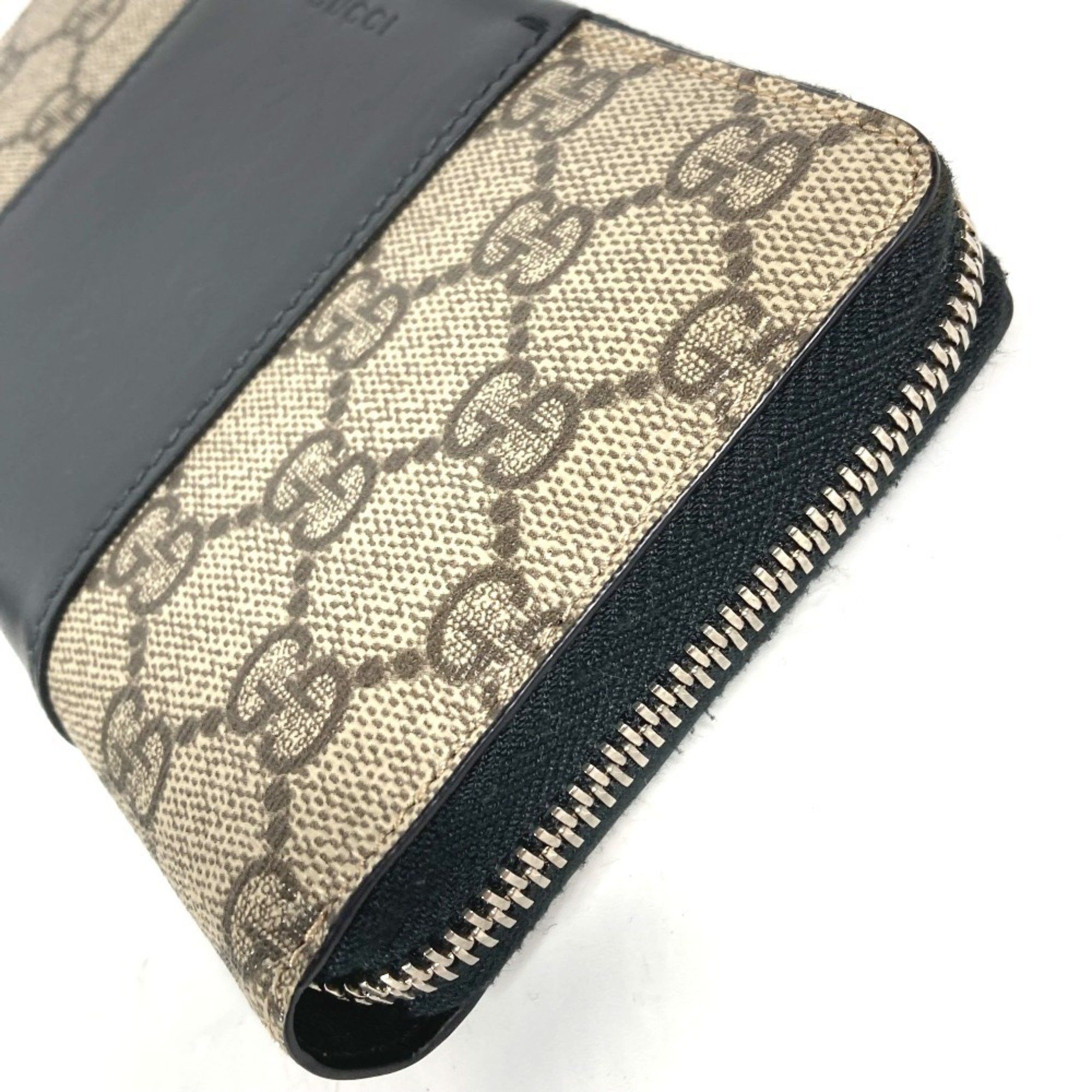 Gucci GUCCI 451249 GG Supreme Round Zip Long Wallet in PVC/Leather, Beige Size ONE SIZE - 3 Thumbnail