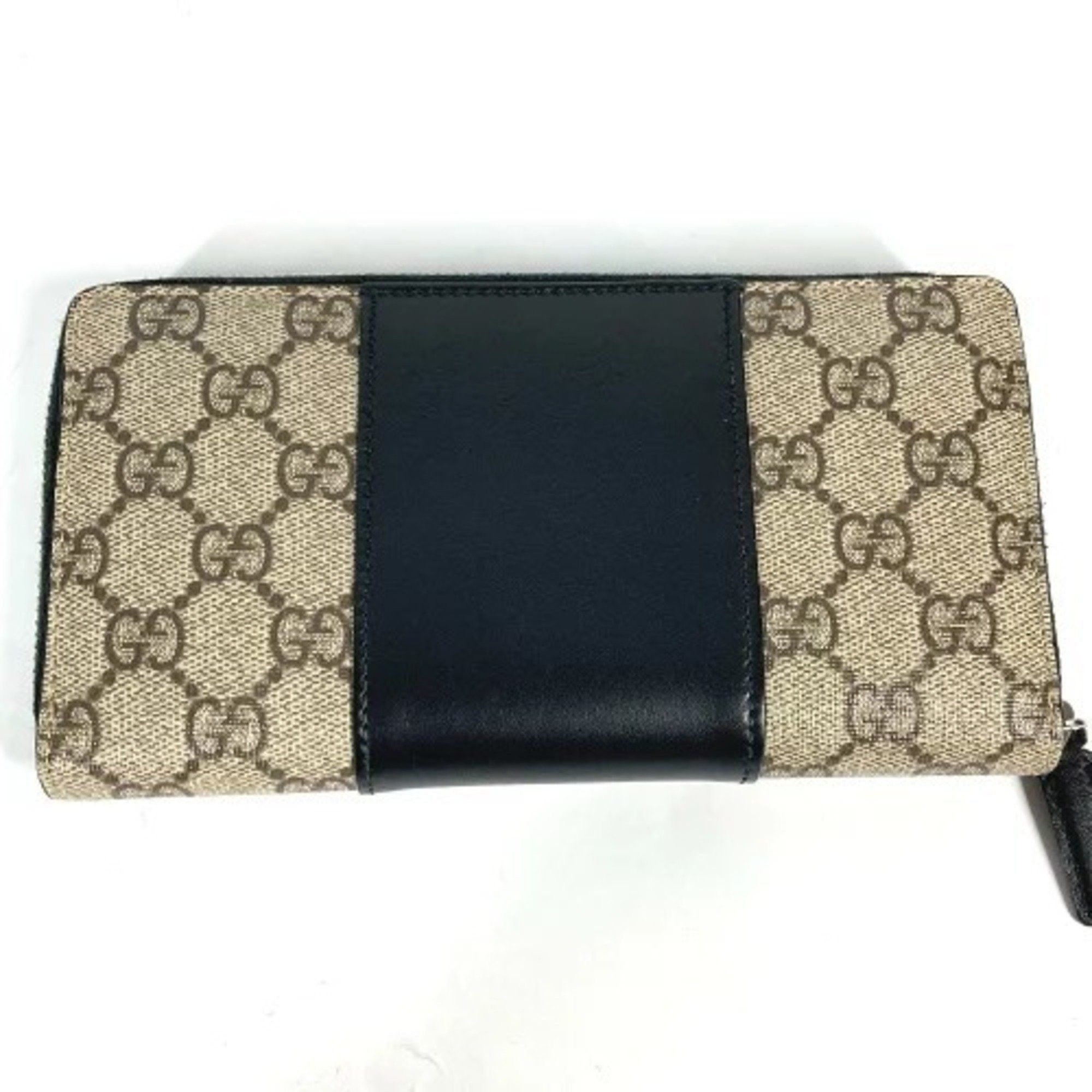 Gucci GUCCI 451249 GG Supreme Round Zip Long Wallet in PVC/Leather, Beige Size ONE SIZE - 8 Thumbnail