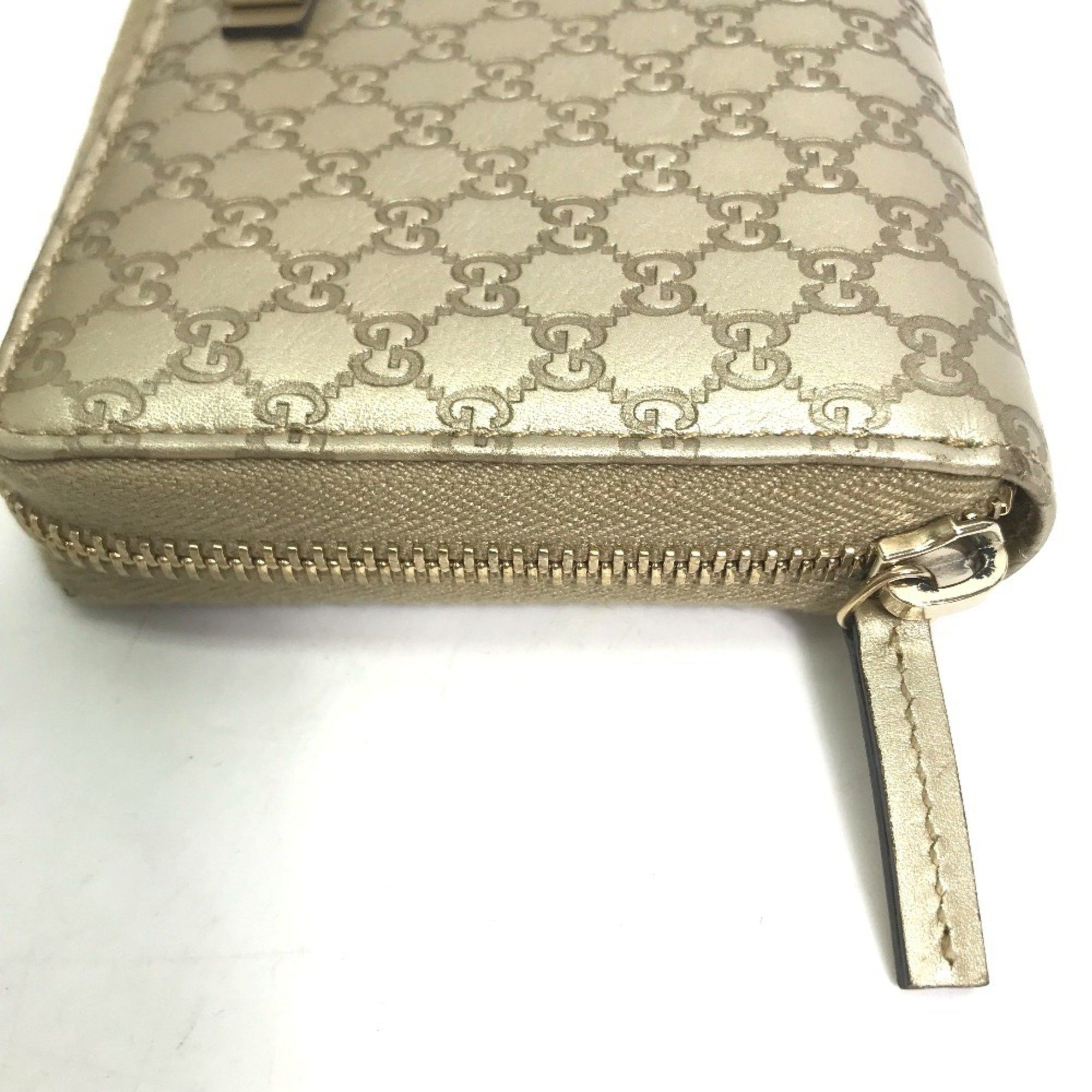 Gucci GUCCI 388680 Guccissima Round Zip GG Long Wallet in Shimmering Leather, Men's, Gold Size ONE SIZE - 6 Thumbnail