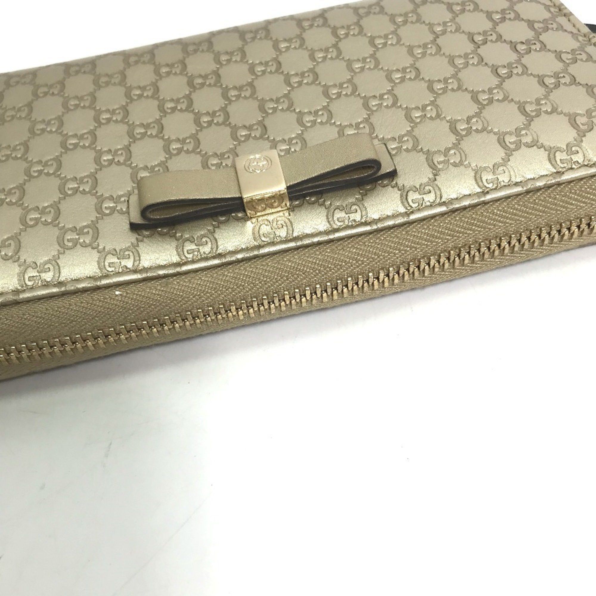 Gucci GUCCI 388680 Guccissima Round Zip GG Long Wallet in Shimmering Leather, Men's, Gold Size ONE SIZE - 5 Thumbnail