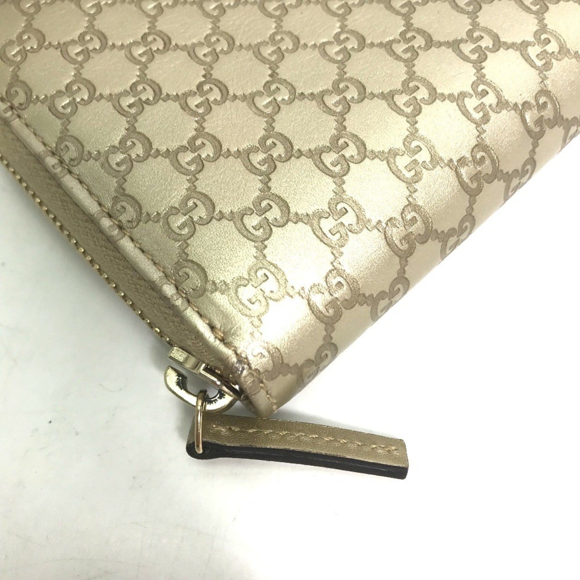 Gucci GUCCI 388680 Guccissima Round Zip GG Long Wallet in Shimmering Leather, Men's, Gold Size ONE SIZE - 7 Thumbnail