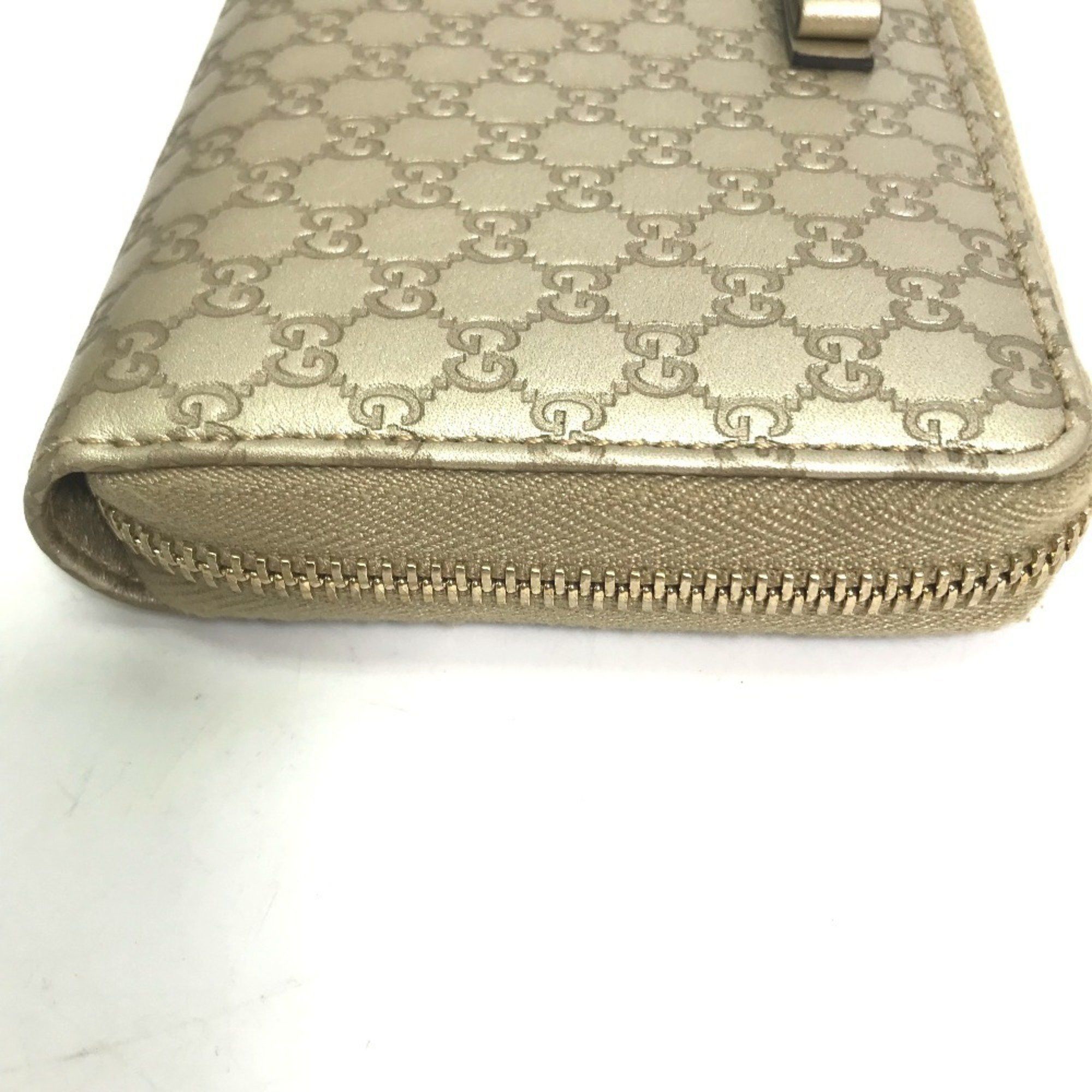 Gucci GUCCI 388680 Guccissima Round Zip GG Long Wallet in Shimmering Leather, Men's, Gold Size ONE SIZE - 4 Thumbnail