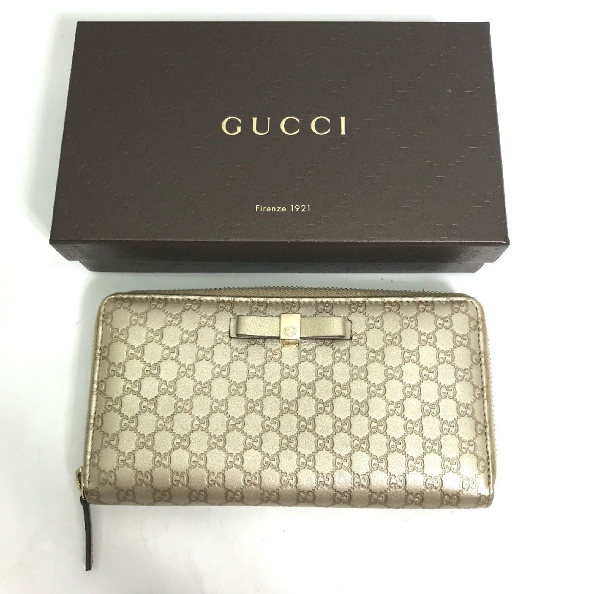 Gucci GUCCI 388680 Guccissima Round Zip GG Long Wallet in Shimmering Leather, Men's, Gold Size ONE SIZE - 3 Thumbnail
