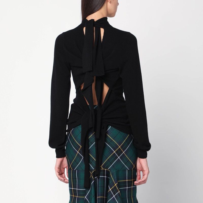 Moschino Moschino Black Turtleneck Sweater With Crossed Details Size S / US 4 / IT 40 - 2 Thumbnail