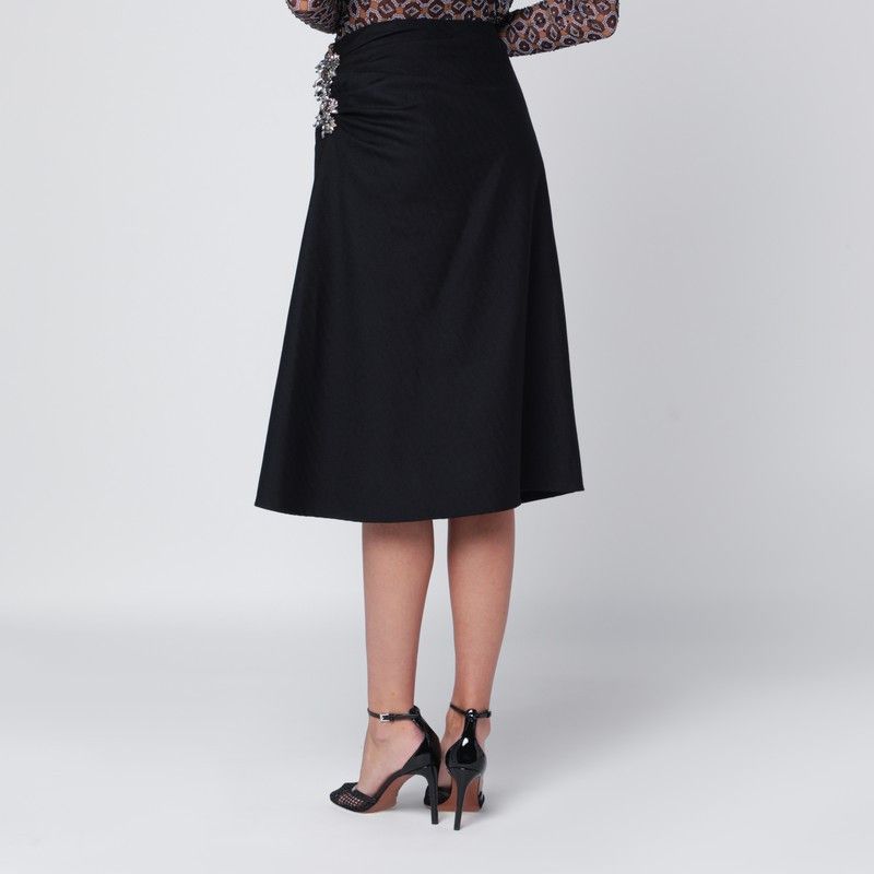 Dries Van Noten Dries Van Noten Navy Blue Draped Skirt With Brooch Size 26" / US 2 / IT 38 - 2 Thumbnail