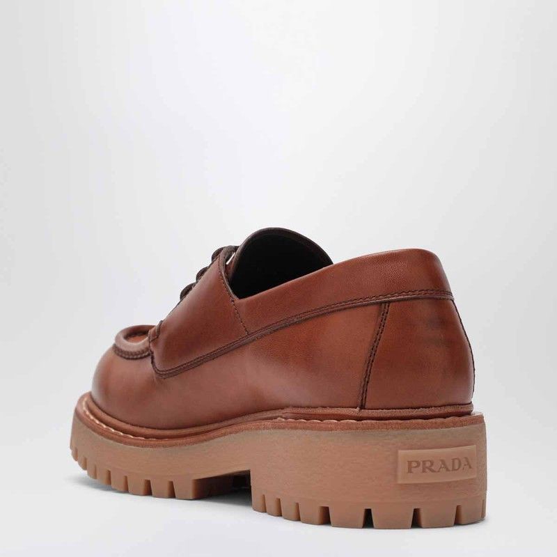 Prada Prada Laced Moccasins In Cognac Leather Size US 8.5 / EU 41-42 - 2 Thumbnail