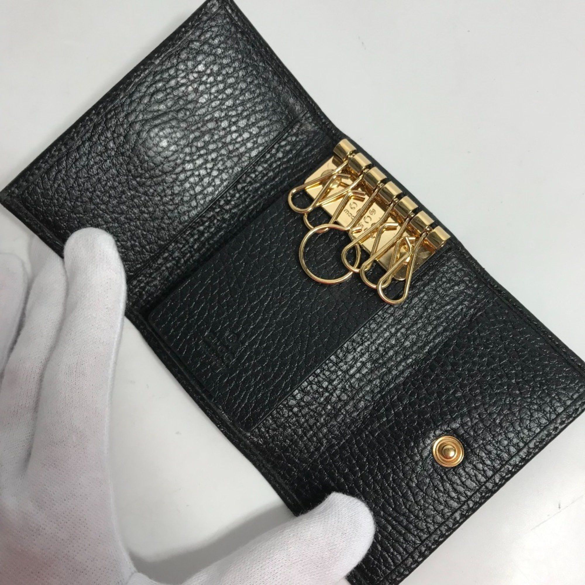 Gucci GUCCI 456118 GG Marmont 6-Key Leather Key Case, Women's, Black Size ONE SIZE - 5 Thumbnail