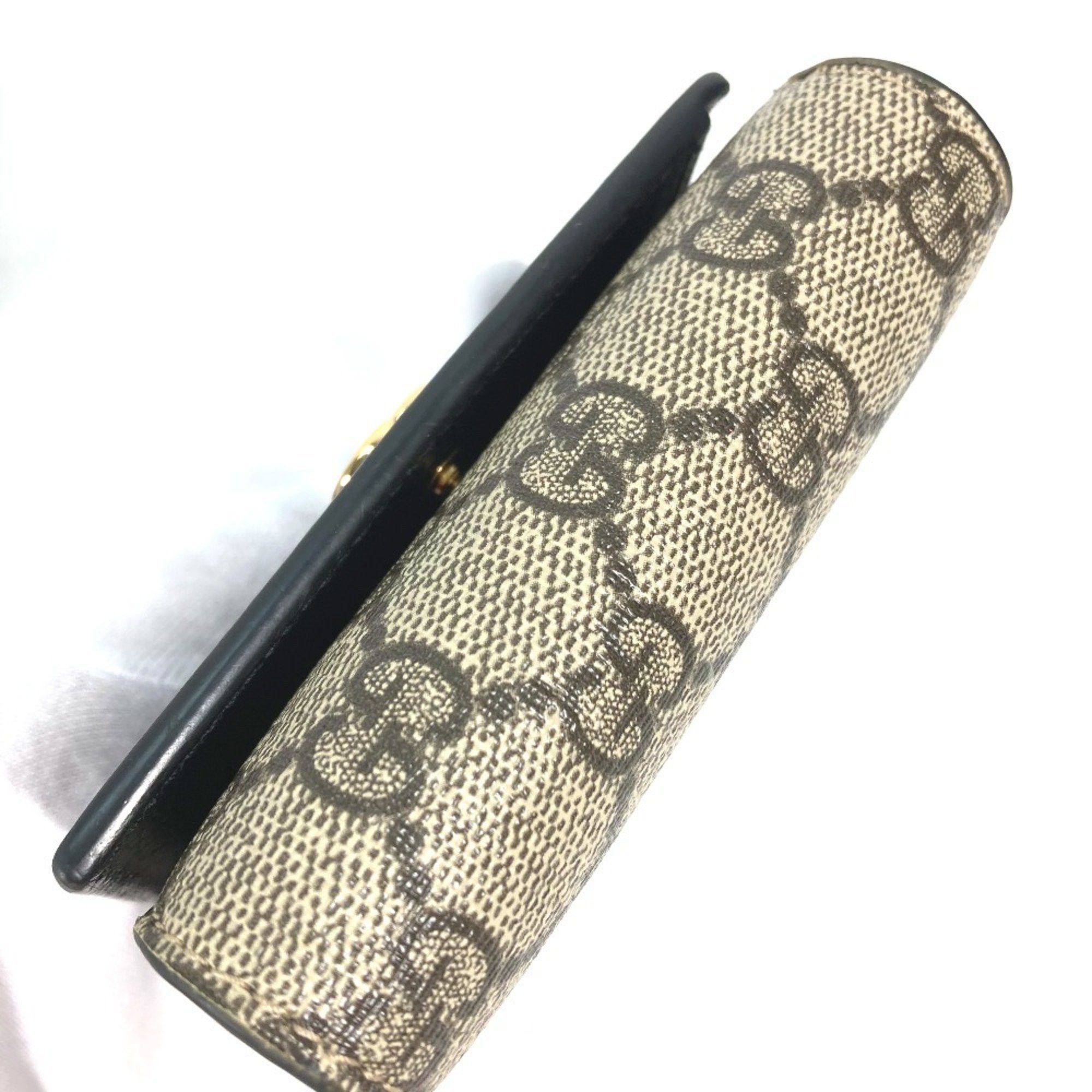 Gucci GUCCI GG Supreme Marmont Compact Wallet (598587), Bi-fold Leather/PVC, Women's, Beige Size ONE SIZE - 4 Thumbnail