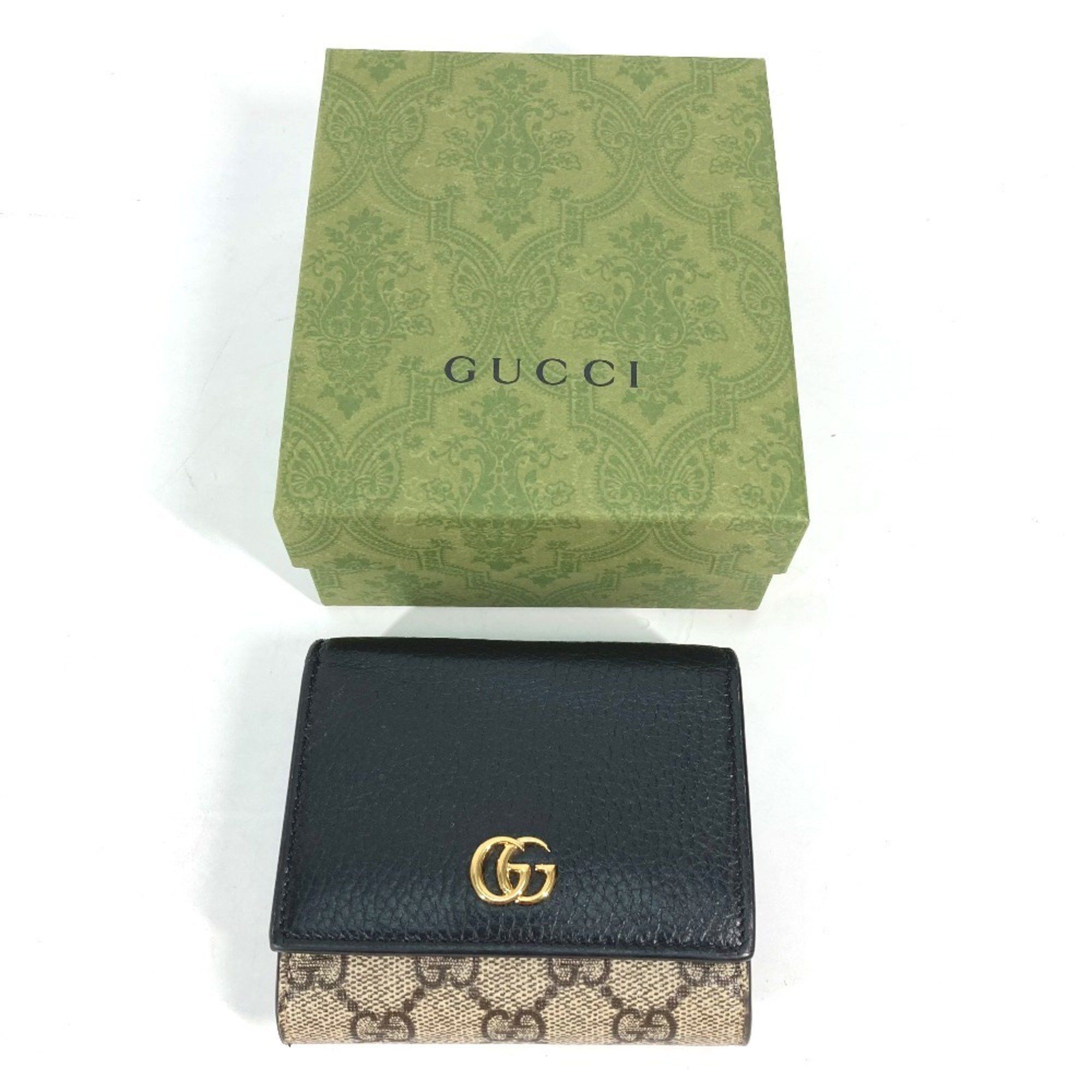 Gucci GUCCI GG Supreme Marmont Compact Wallet (598587), Bi-fold Leather/PVC, Women's, Beige Size ONE SIZE - 6 Thumbnail