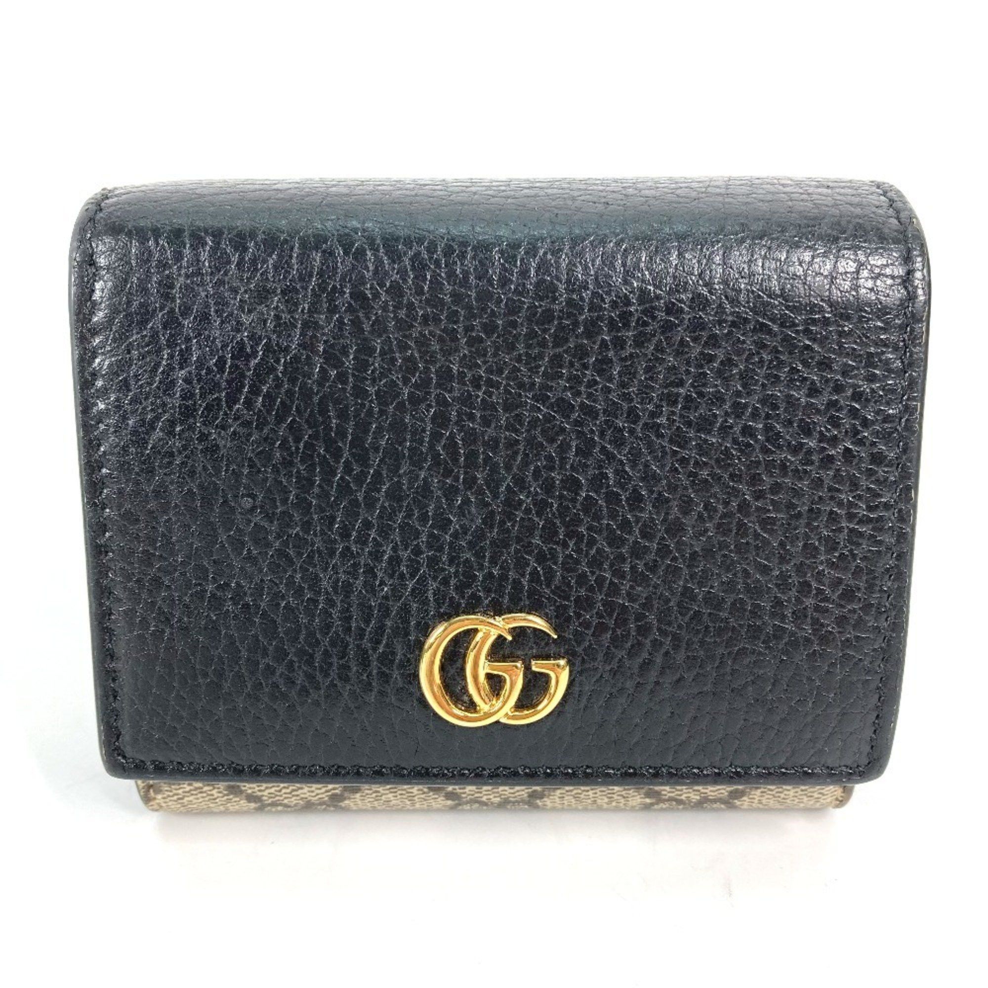 Gucci GUCCI GG Supreme Marmont Compact Wallet (598587), Bi-fold Leather/PVC, Women's, Beige Size ONE SIZE - 2 Thumbnail