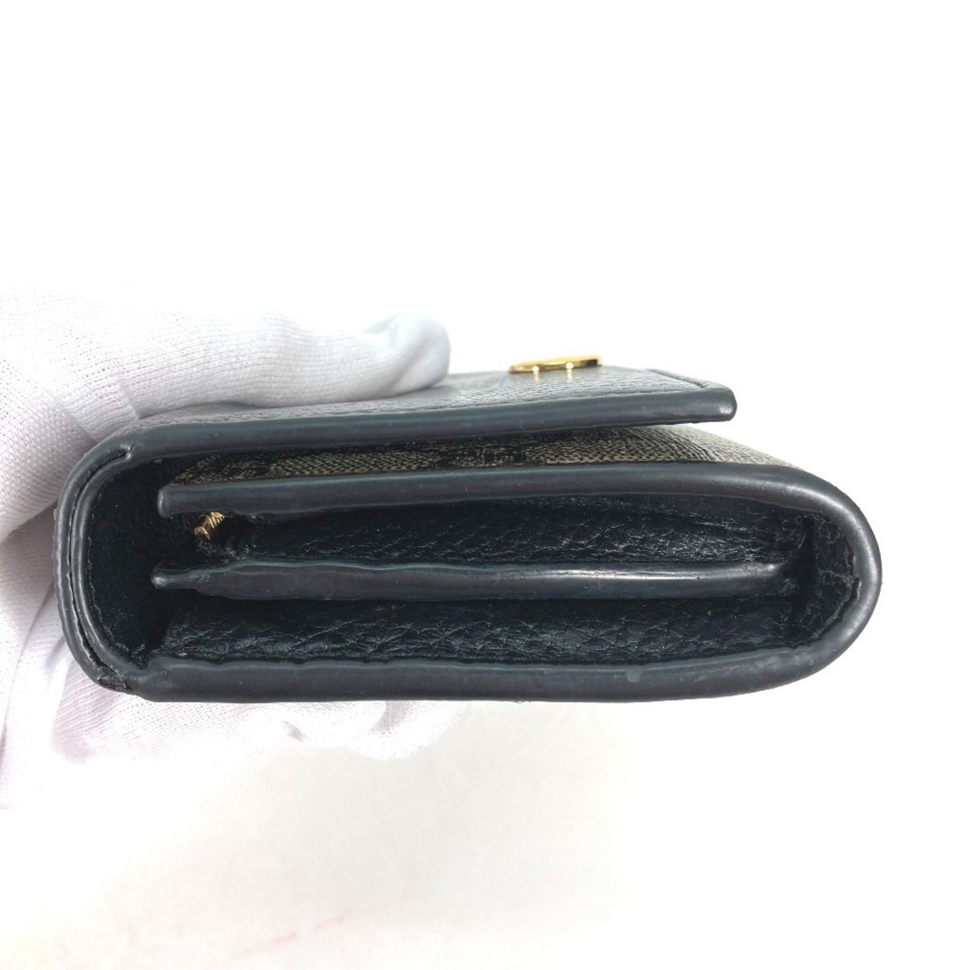 Gucci GUCCI GG Supreme Marmont Compact Wallet (598587), Bi-fold Leather/PVC, Women's, Beige Size ONE SIZE - 5 Thumbnail