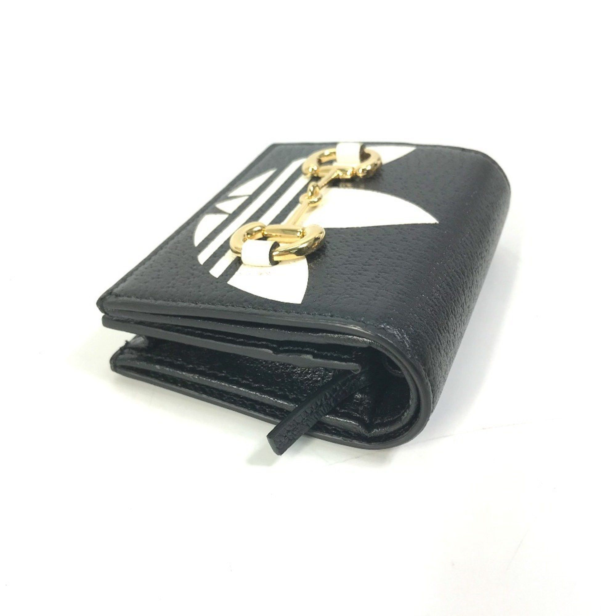 Gucci GUCCI 702248 logo adidas collaboration shoulder wallet/pochette/bifold wallet in black leather for women Size ONE SIZE - 6 Thumbnail