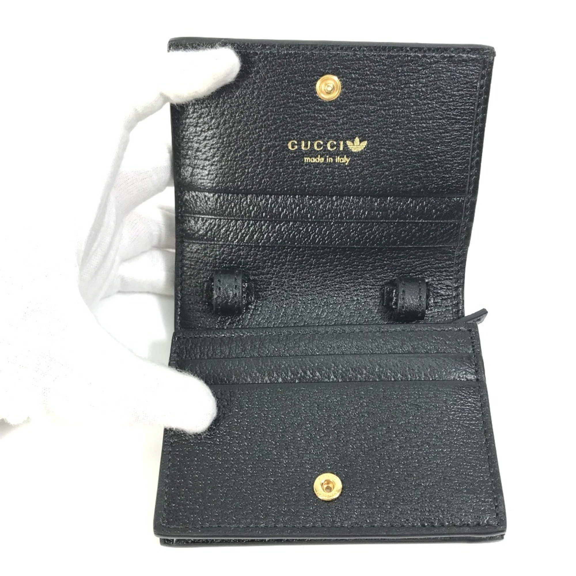 Gucci GUCCI 702248 logo adidas collaboration shoulder wallet/pochette/bifold wallet in black leather for women Size ONE SIZE - 11 Thumbnail
