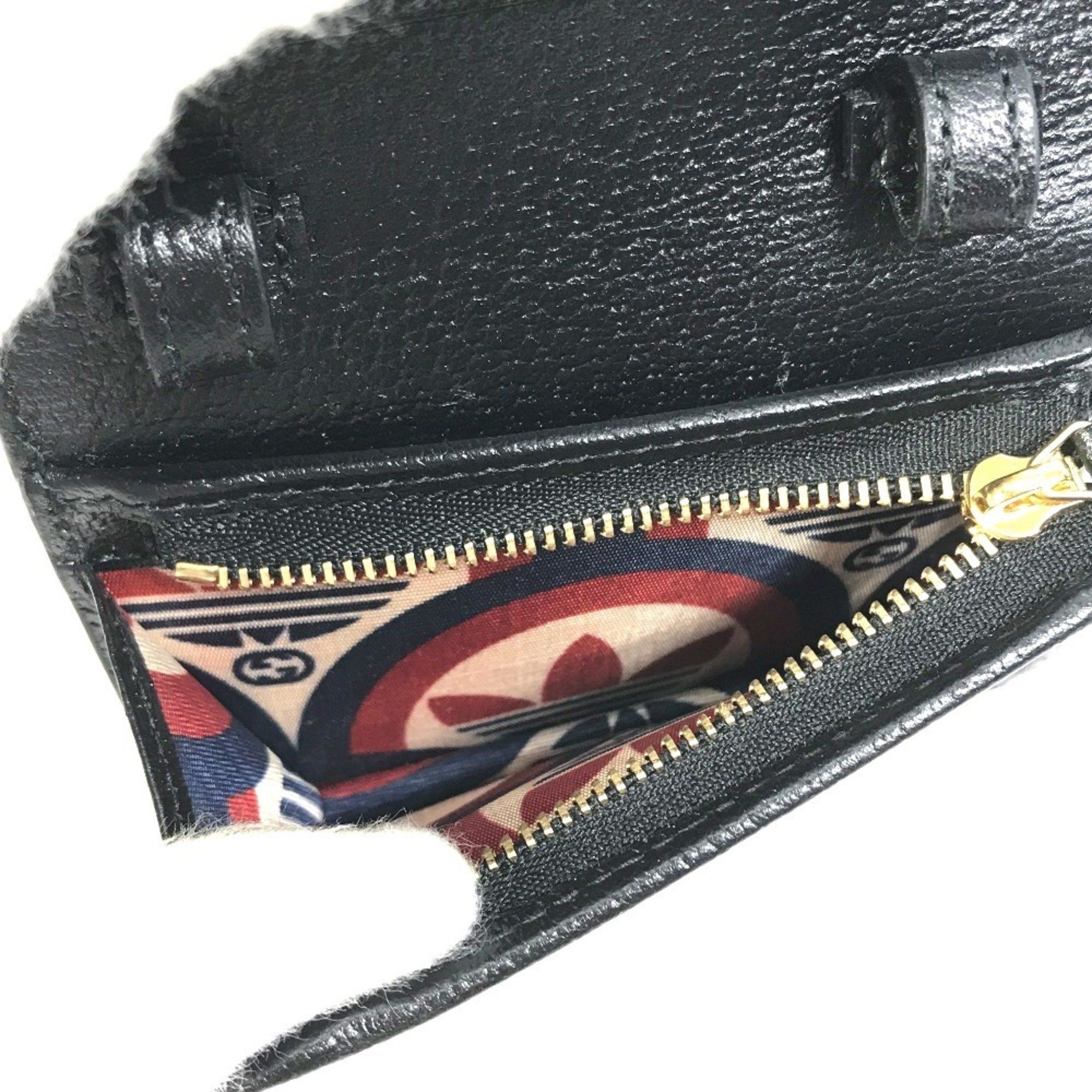 Gucci GUCCI 702248 logo adidas collaboration shoulder wallet/pochette/bifold wallet in black leather for women Size ONE SIZE - 13 Thumbnail