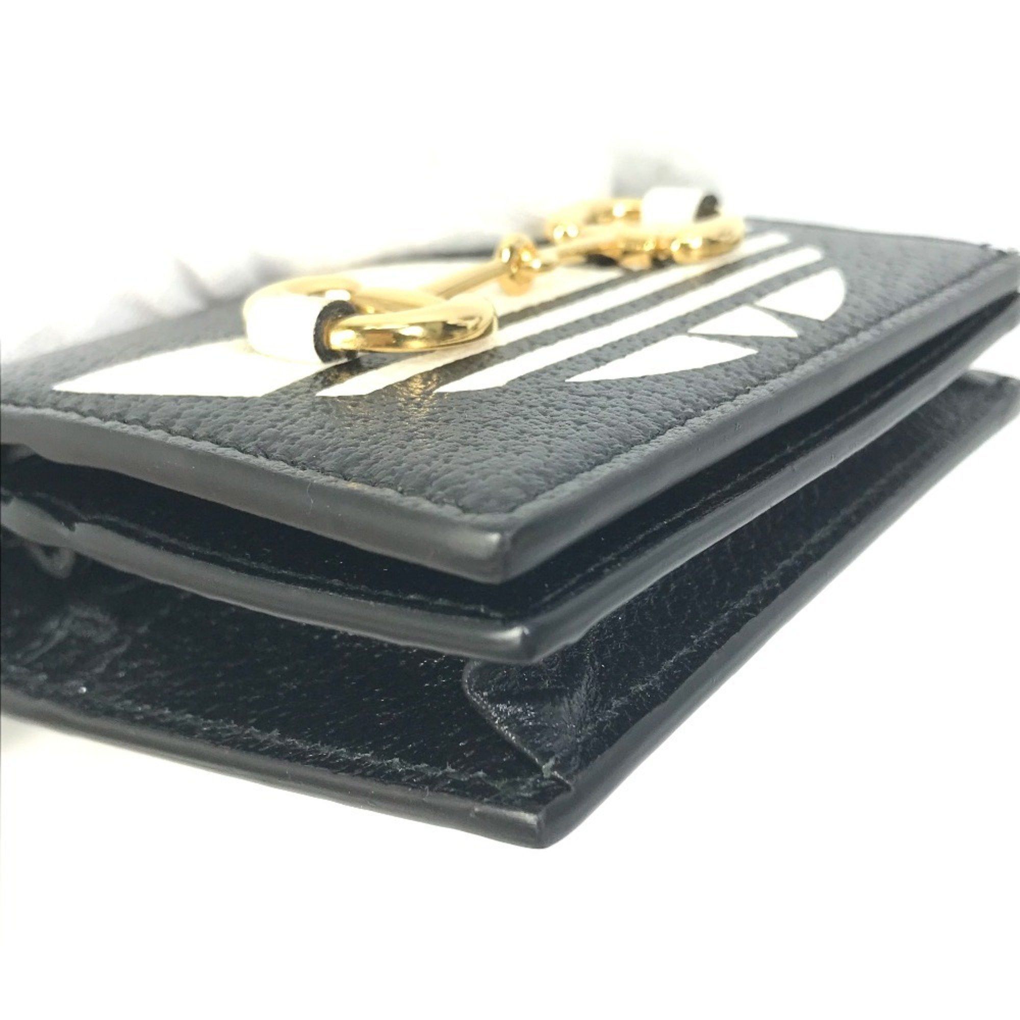 Gucci GUCCI 702248 logo adidas collaboration shoulder wallet/pochette/bifold wallet in black leather for women Size ONE SIZE - 9 Thumbnail