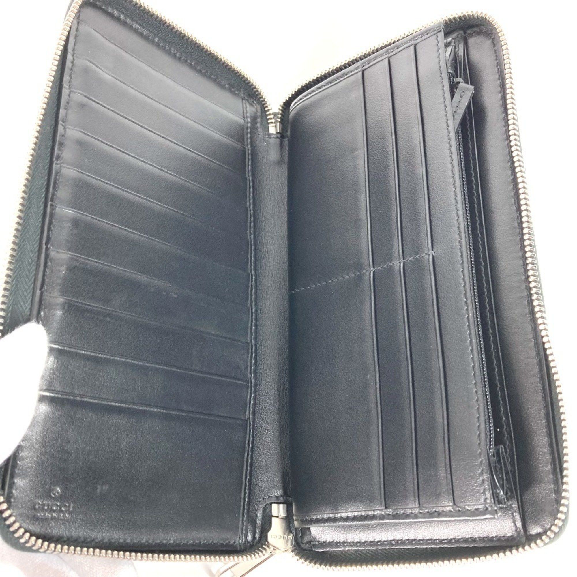 Gucci GUCCI 625563 GG Embossed Travel Case Organizer Round Zip Wallet Long Leather Men's Black Size ONE SIZE - 12 Thumbnail
