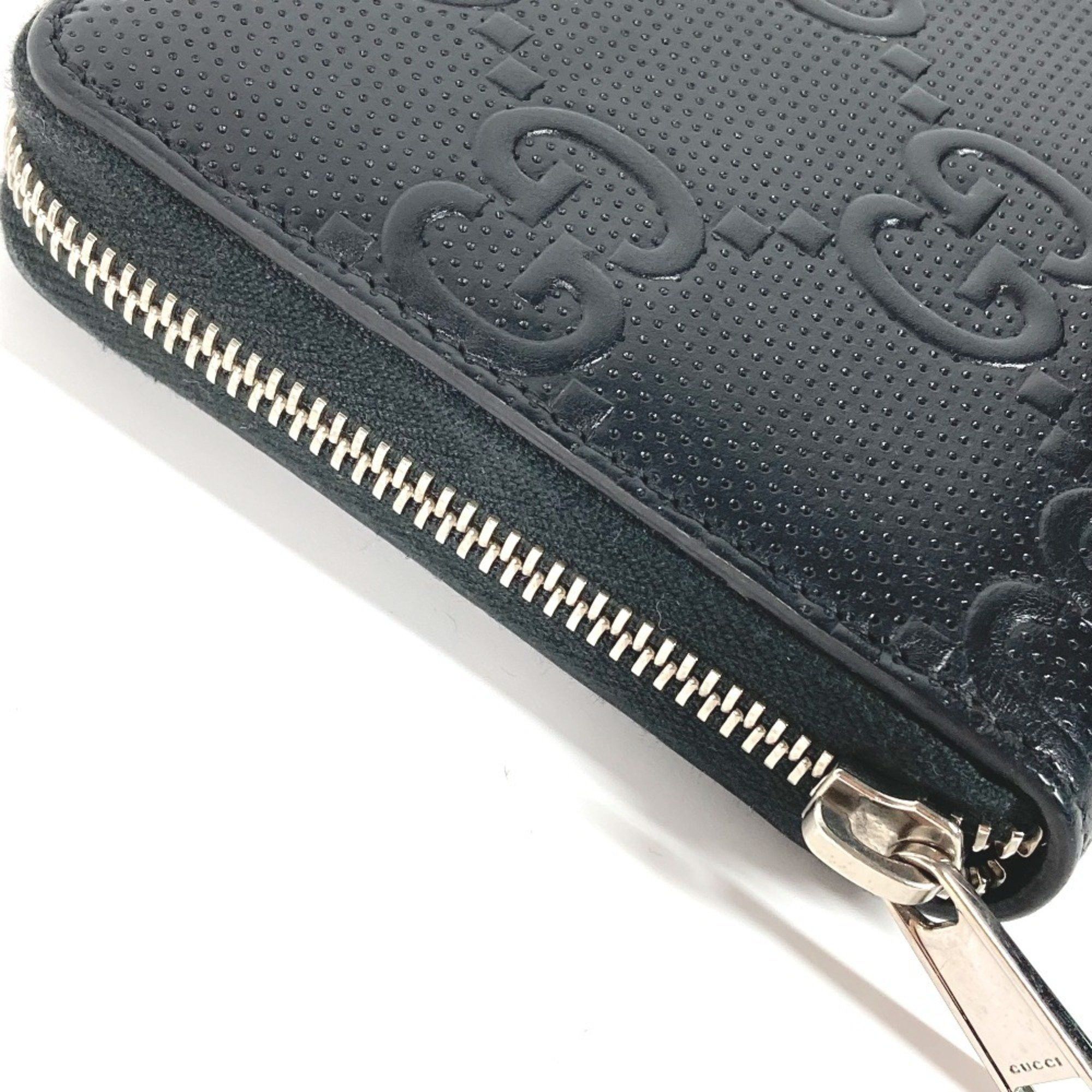 Gucci GUCCI 625563 GG Embossed Travel Case Organizer Round Zip Wallet Long Leather Men's Black Size ONE SIZE - 6 Thumbnail