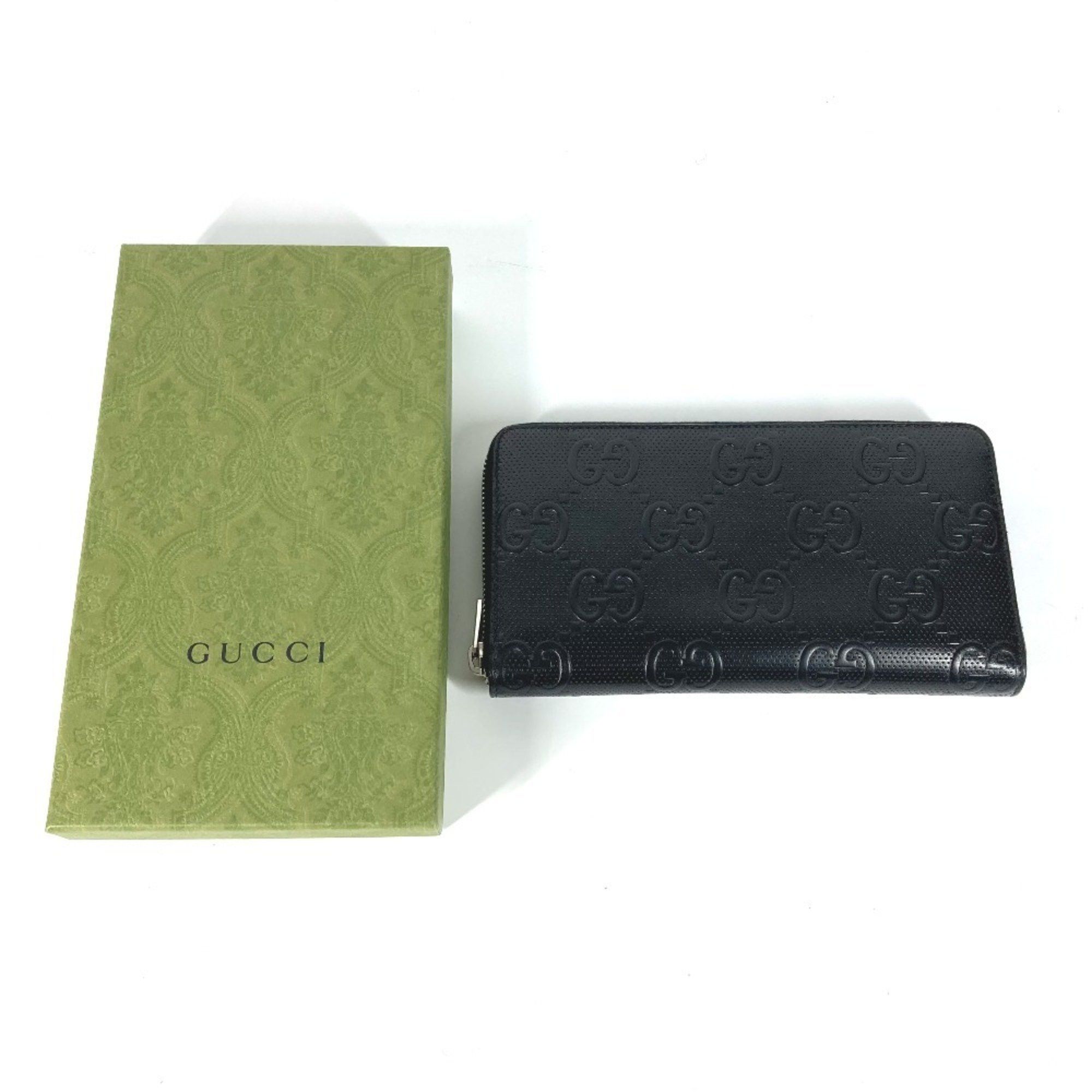 Gucci GUCCI 625563 GG Embossed Travel Case Organizer Round Zip Wallet Long Leather Men's Black Size ONE SIZE - 2 Thumbnail