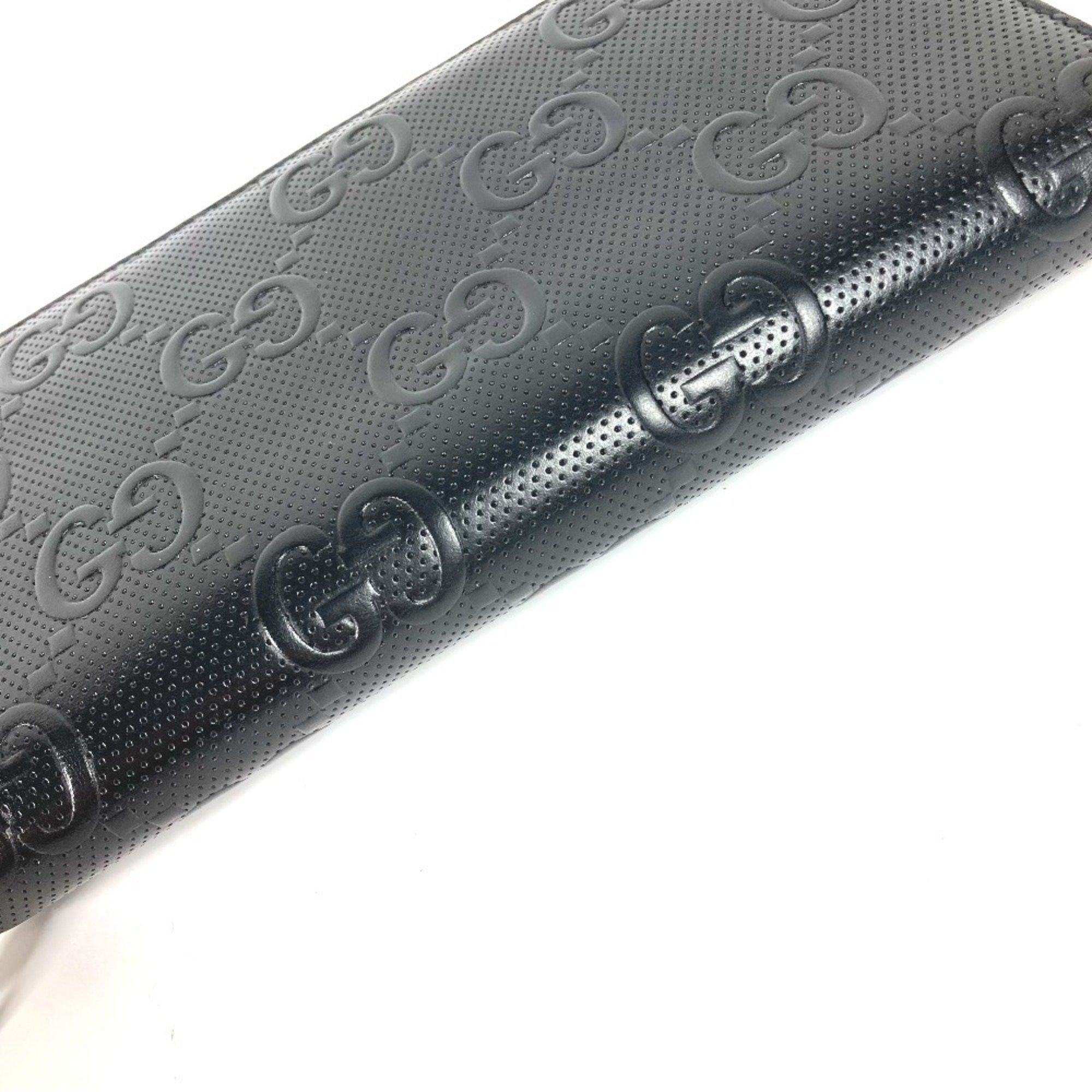 Gucci GUCCI 625563 GG Embossed Travel Case Organizer Round Zip Wallet Long Leather Men's Black Size ONE SIZE - 4 Thumbnail