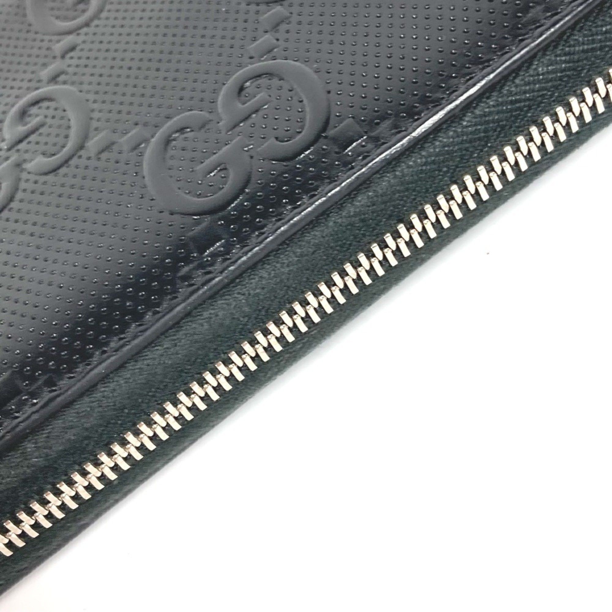 Gucci GUCCI 625563 GG Embossed Travel Case Organizer Round Zip Wallet Long Leather Men's Black Size ONE SIZE - 7 Thumbnail