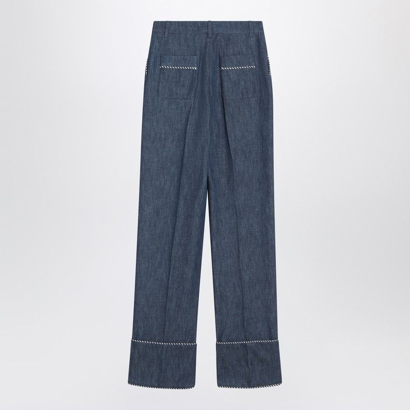 Valentino Valentino Blue Trousers In Chambray Denim Size 30" / US 8 / IT 44 - 2 Thumbnail