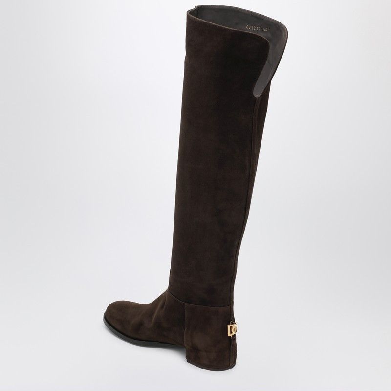 Dolce & Gabbana Dolce&Gabbana High Suede Boot In Ebony Brown Size US 7.5 / IT 37.5 - 2 Thumbnail