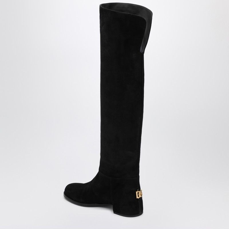 Dolce & Gabbana Dolce&Gabbana High Suede Boot Black Size US 7.5 / IT 37.5 - 2 Thumbnail