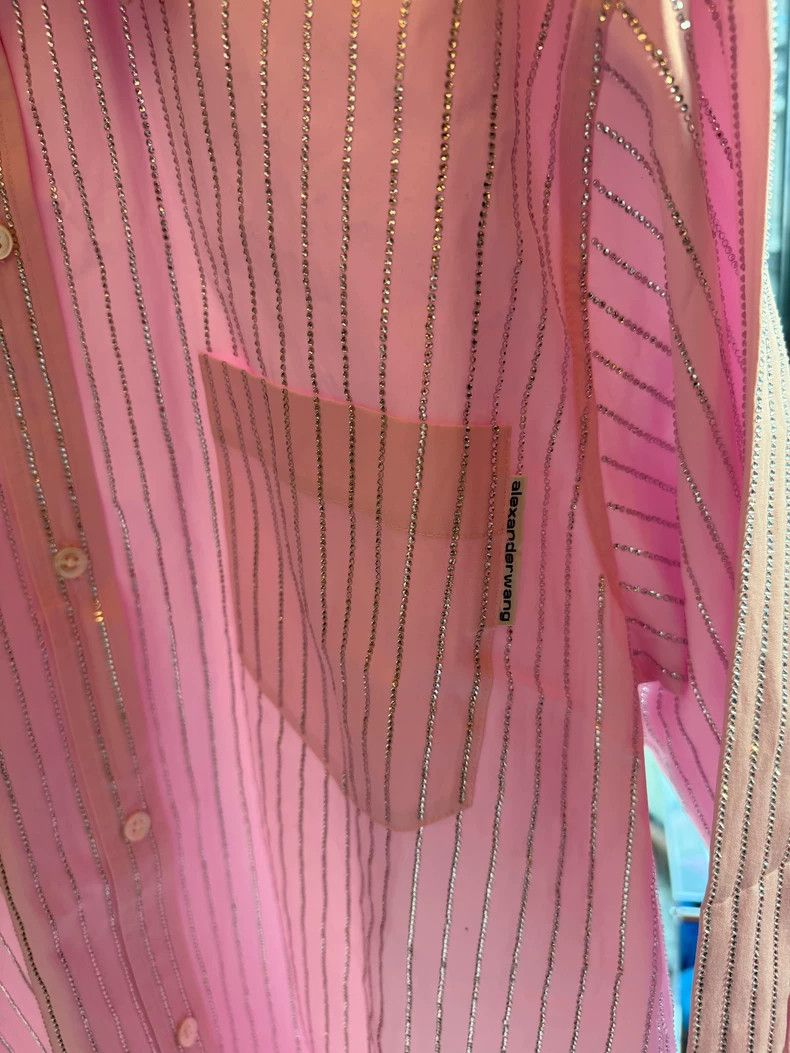 Alexander Wang Alexander Wang Pink Rhinestone Long Sleeve Shirt - dmc Size US XS / EU 42 / 0 - 5 Thumbnail