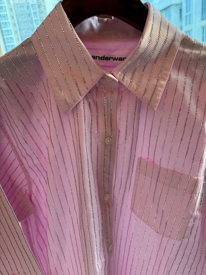 Alexander Wang Alexander Wang Pink Rhinestone Long Sleeve Shirt - dmc Size US XS / EU 42 / 0 - 4 Thumbnail