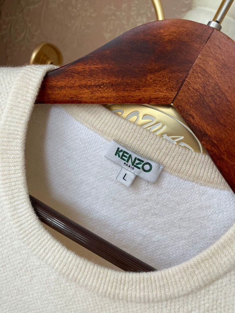 Kenzo Kenzo Beige Tiger Embroidered Sweater - dmc Size US L / EU 52-54 / 3 - 4 Thumbnail