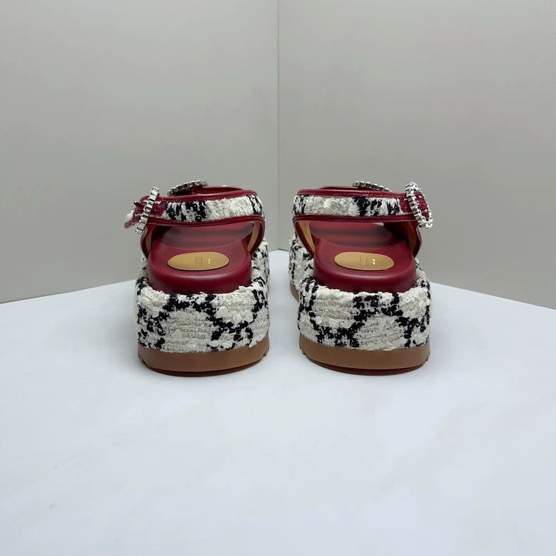Gucci Gucci GG Tweed Platform Sandals White - dmc Size US 7.5 / EU 40-41 - 4 Thumbnail
