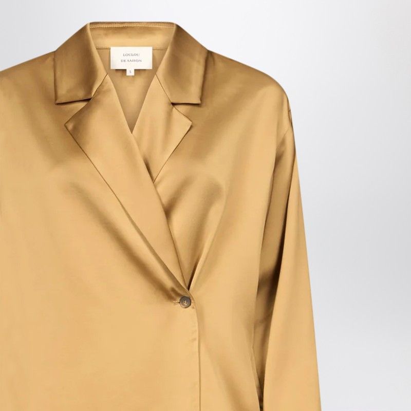 Loulou de Saison Loulou De Saison Ochre Satin Persia Blouse Size S / US 4 / IT 40 - 2 Thumbnail